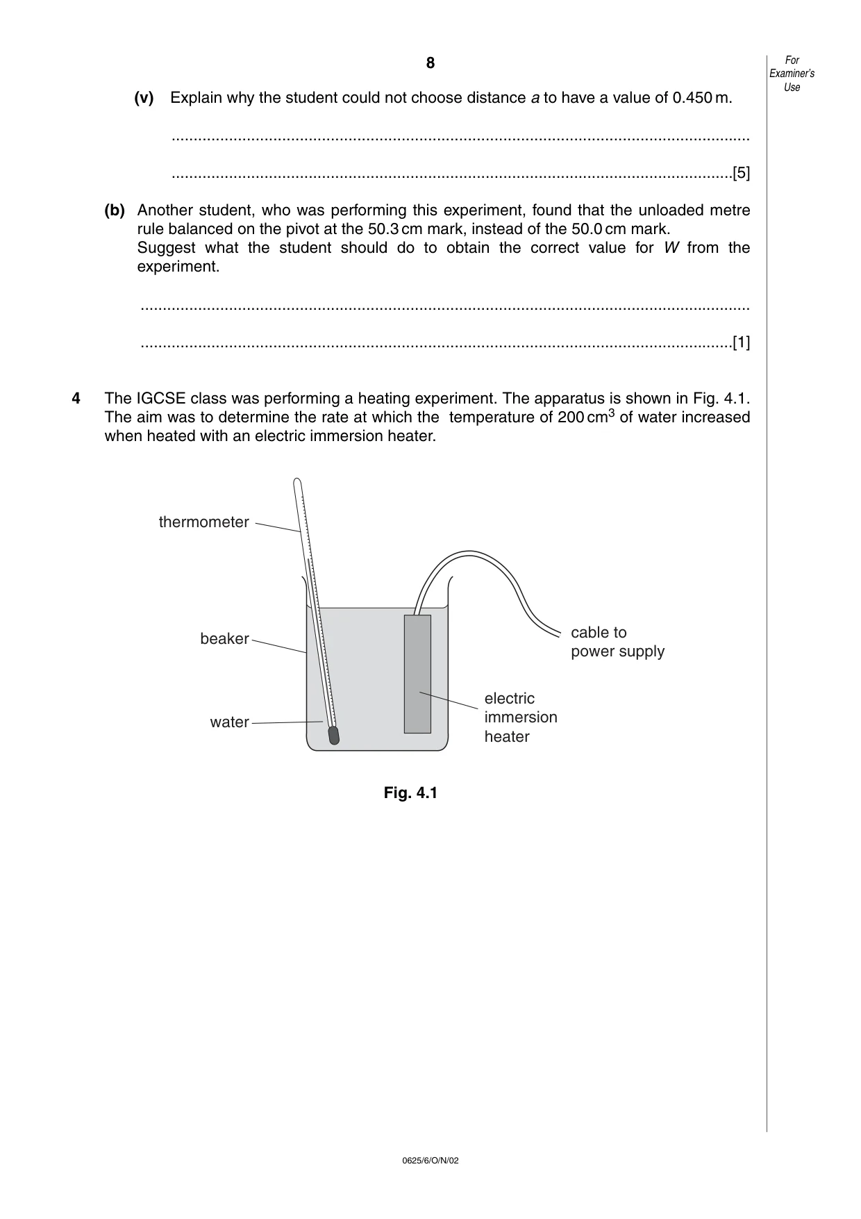 Cambridge IGCSE Physics 0625 2002 Oct/Nov Paper 6 · Variant 1 question paper, page 8 of 12