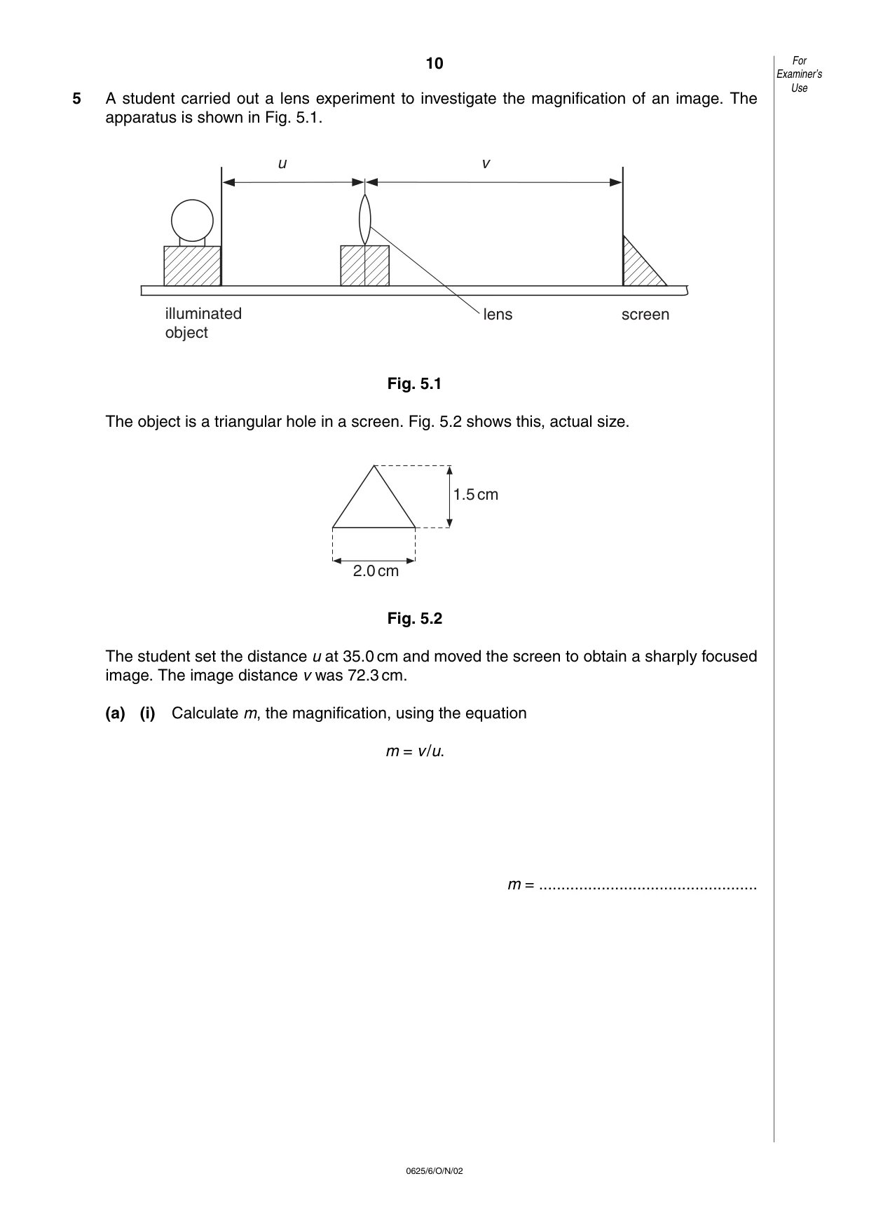 Cambridge IGCSE Physics 0625 2002 Oct/Nov Paper 6 · Variant 1 question paper, page 10 of 12