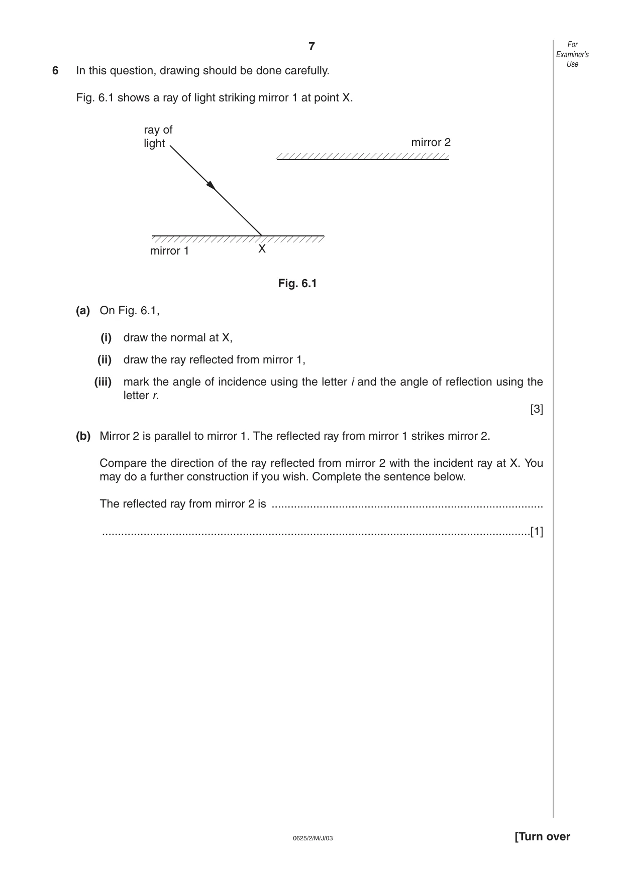 Cambridge IGCSE Physics 0625 2003 May/June Paper 2 · Variant 1 question paper, page 7 of 16