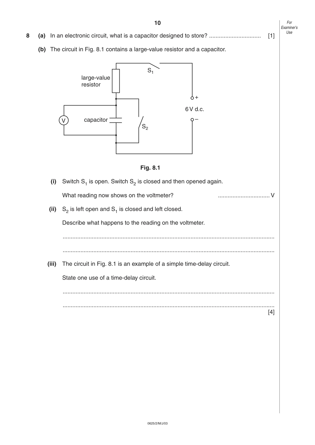 Cambridge IGCSE Physics 0625 2003 May/June Paper 2 · Variant 1 question paper, page 10 of 16