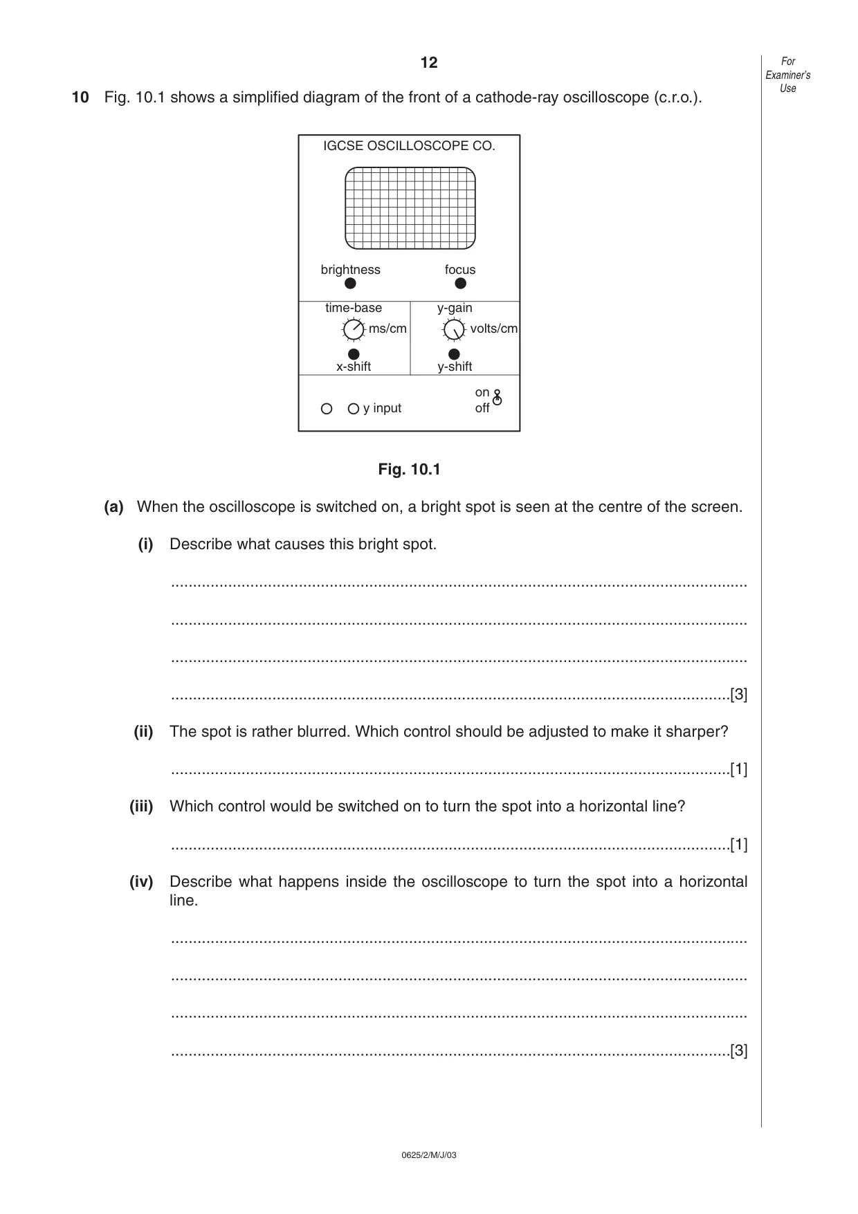 Cambridge IGCSE Physics 0625 2003 May/June Paper 2 · Variant 1 question paper, page 12 of 16