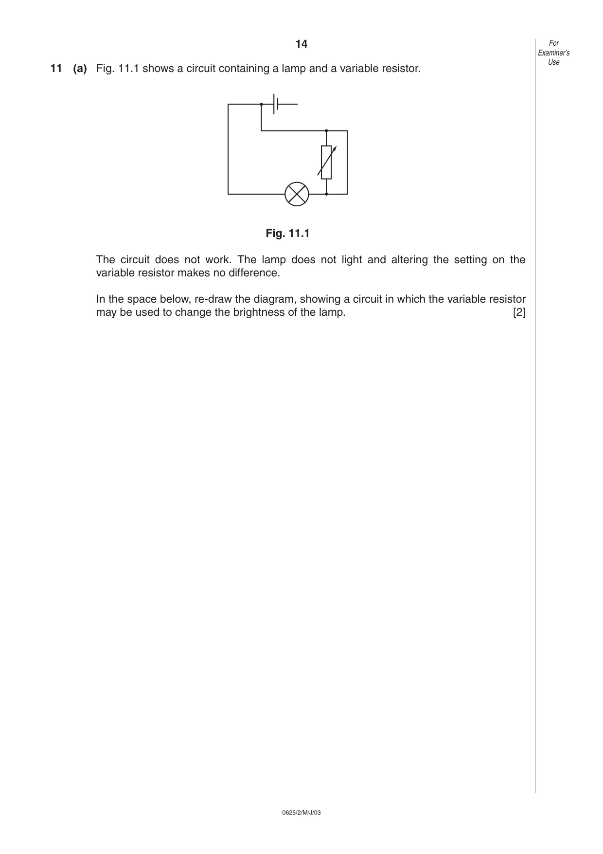 Cambridge IGCSE Physics 0625 2003 May/June Paper 2 · Variant 1 question paper, page 14 of 16