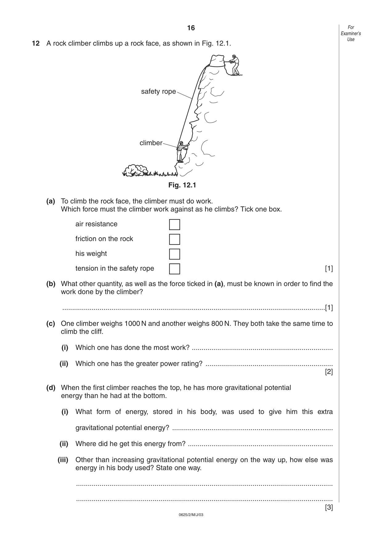 Cambridge IGCSE Physics 0625 2003 May/June Paper 2 · Variant 1 question paper, page 16 of 16