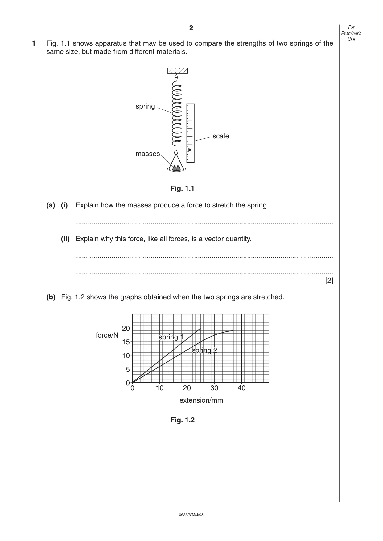 Cambridge IGCSE Physics 0625 2003 May/June Paper 3 · Variant 1 question paper, page 2 of 12