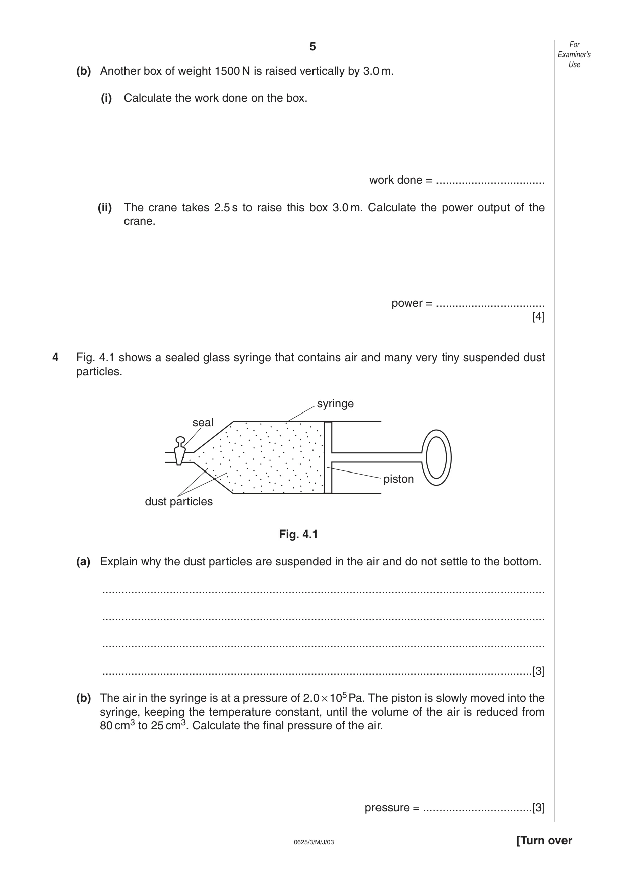 Cambridge IGCSE Physics 0625 2003 May/June Paper 3 · Variant 1 question paper, page 5 of 12