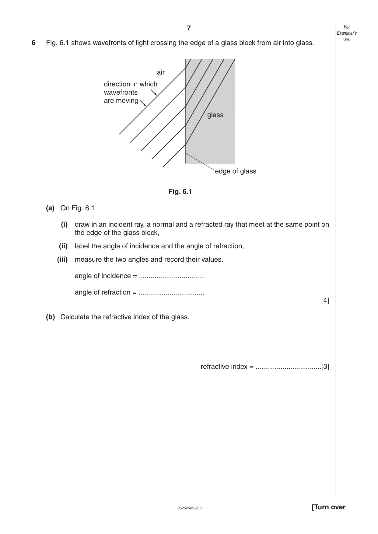 Cambridge IGCSE Physics 0625 2003 May/June Paper 3 · Variant 1 question paper, page 7 of 12