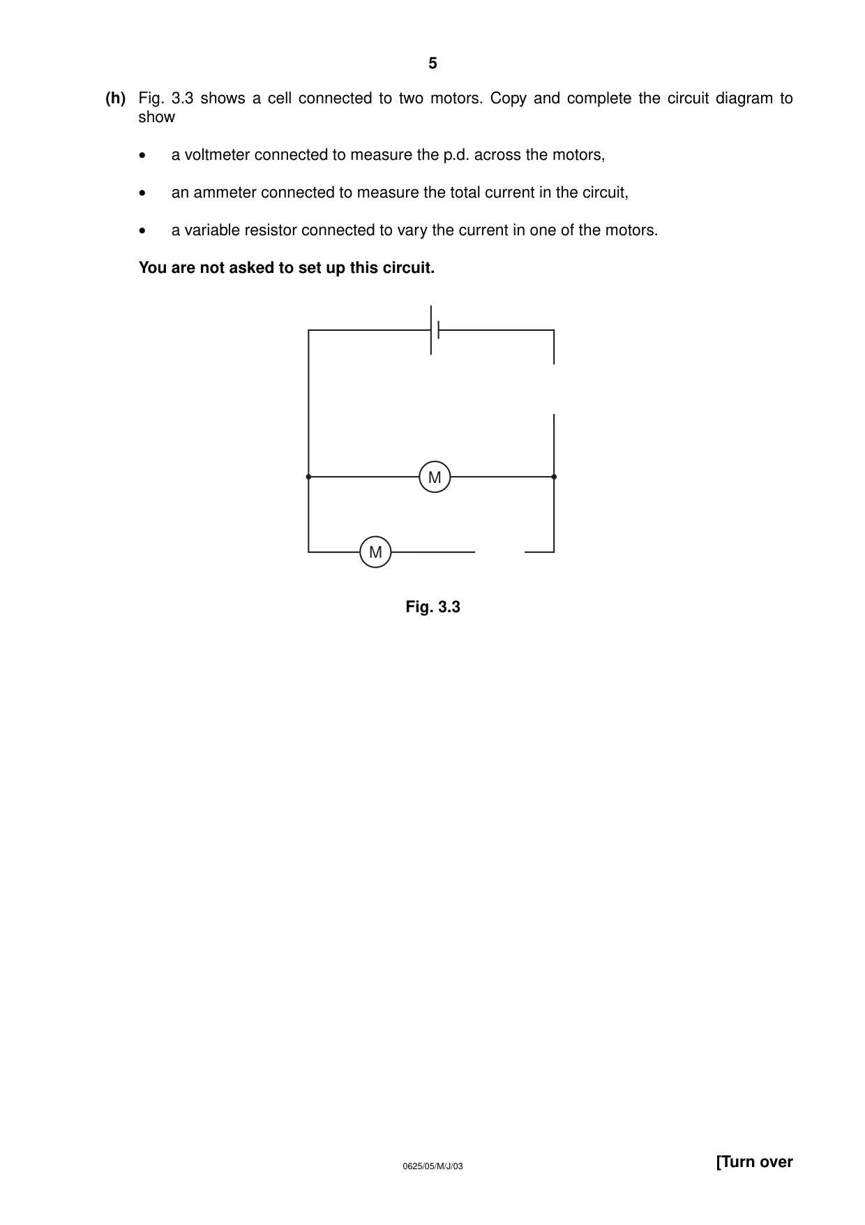 Cambridge IGCSE Physics 0625 2003 May/June Paper 5 · Variant 1 question paper, page 5 of 8