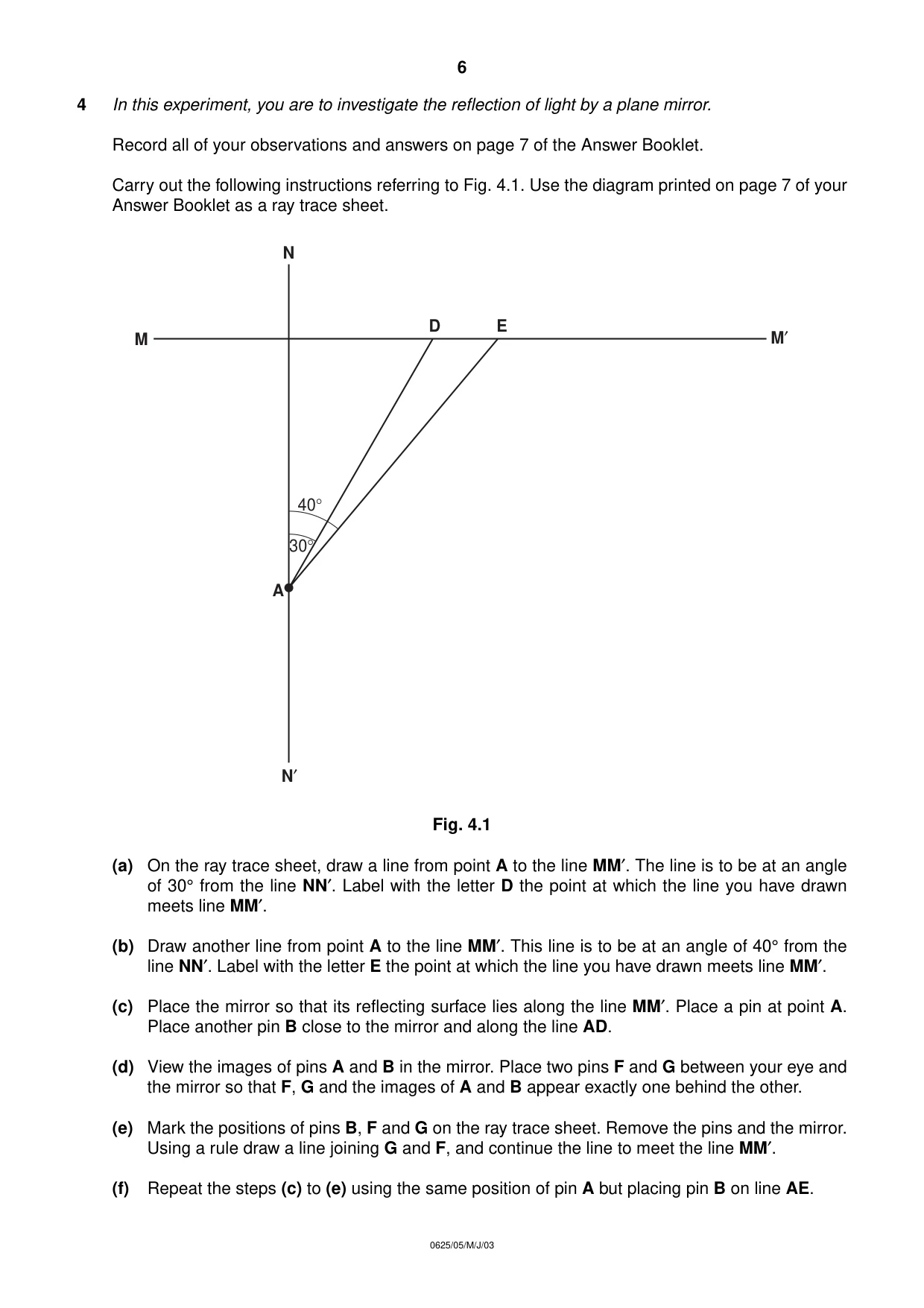 Cambridge IGCSE Physics 0625 2003 May/June Paper 5 · Variant 1 question paper, page 6 of 8