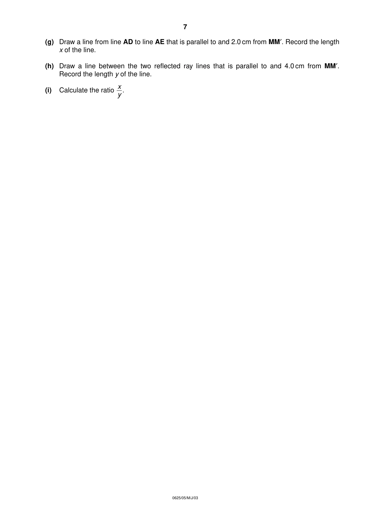 Cambridge IGCSE Physics 0625 2003 May/June Paper 5 · Variant 1 question paper, page 7 of 8