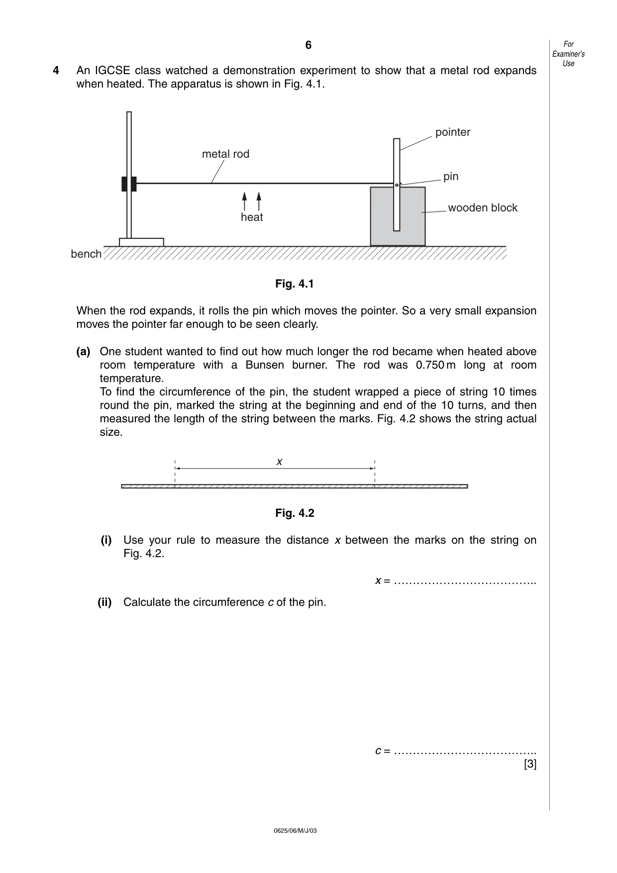 Cambridge IGCSE Physics 0625 2003 May/June Paper 6 · Variant 1 question paper, page 6 of 12