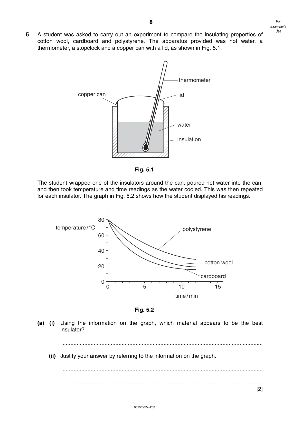 Cambridge IGCSE Physics 0625 2003 May/June Paper 6 · Variant 1 question paper, page 8 of 12