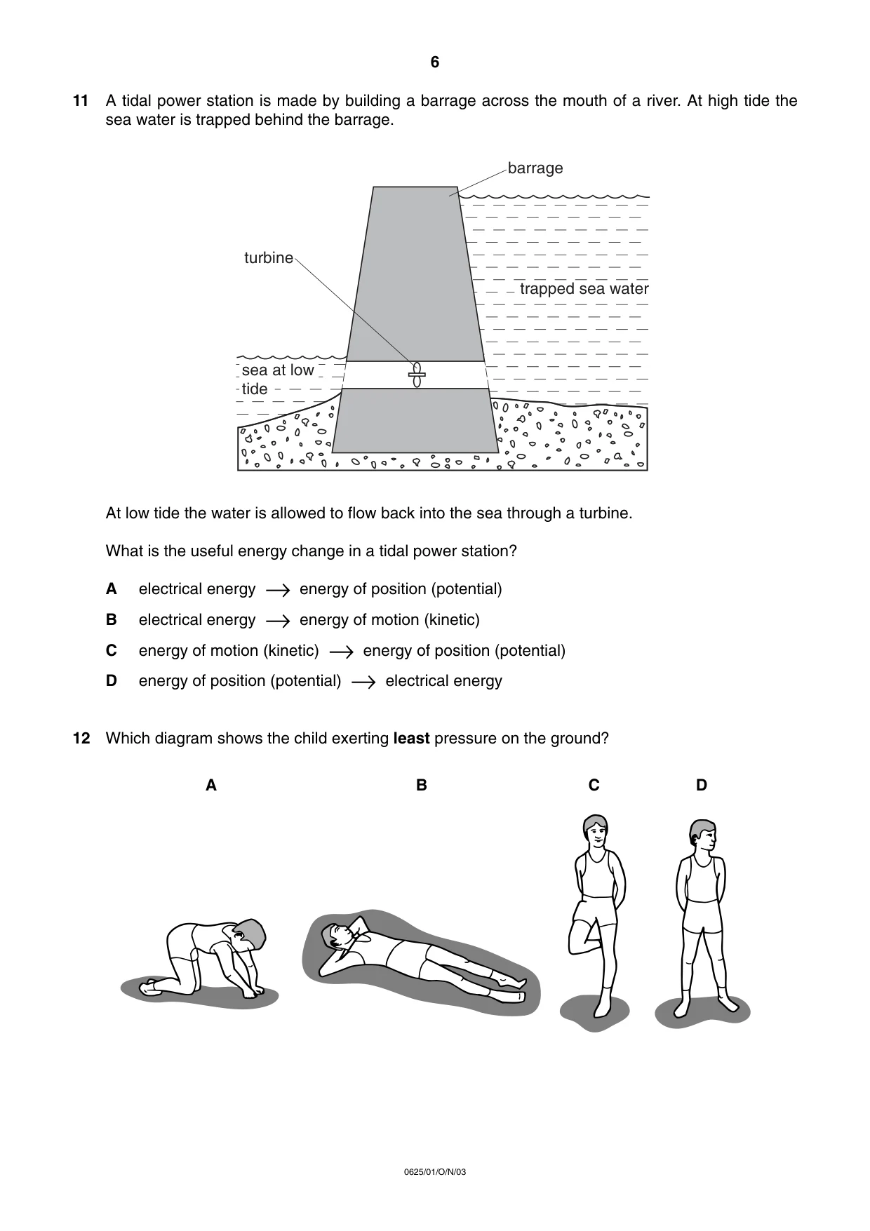 Cambridge IGCSE Physics 0625 2003 Oct/Nov Paper 1 · Variant 1 question paper, page 6 of 20