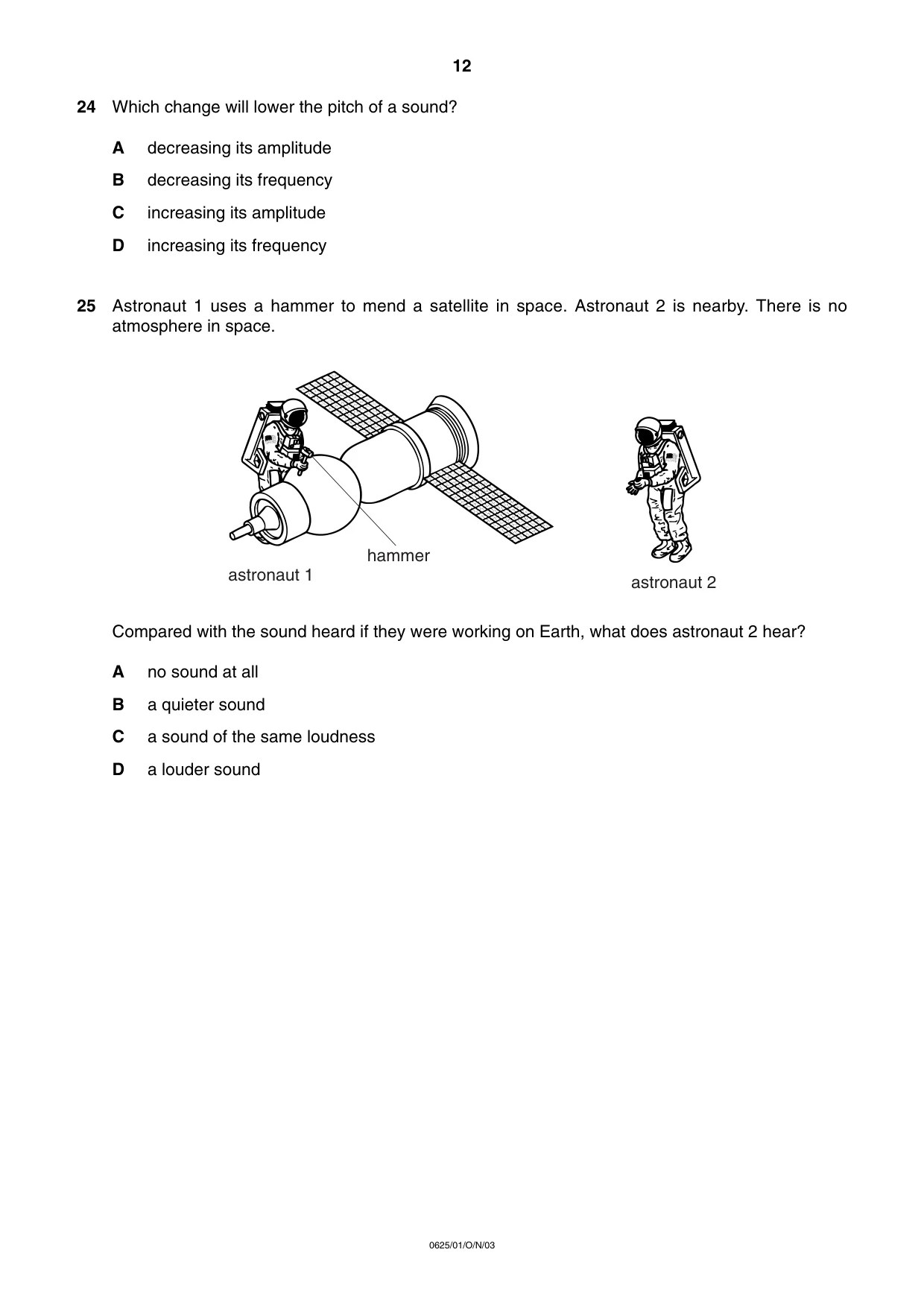 Cambridge IGCSE Physics 0625 2003 Oct/Nov Paper 1 · Variant 1 question paper, page 12 of 20