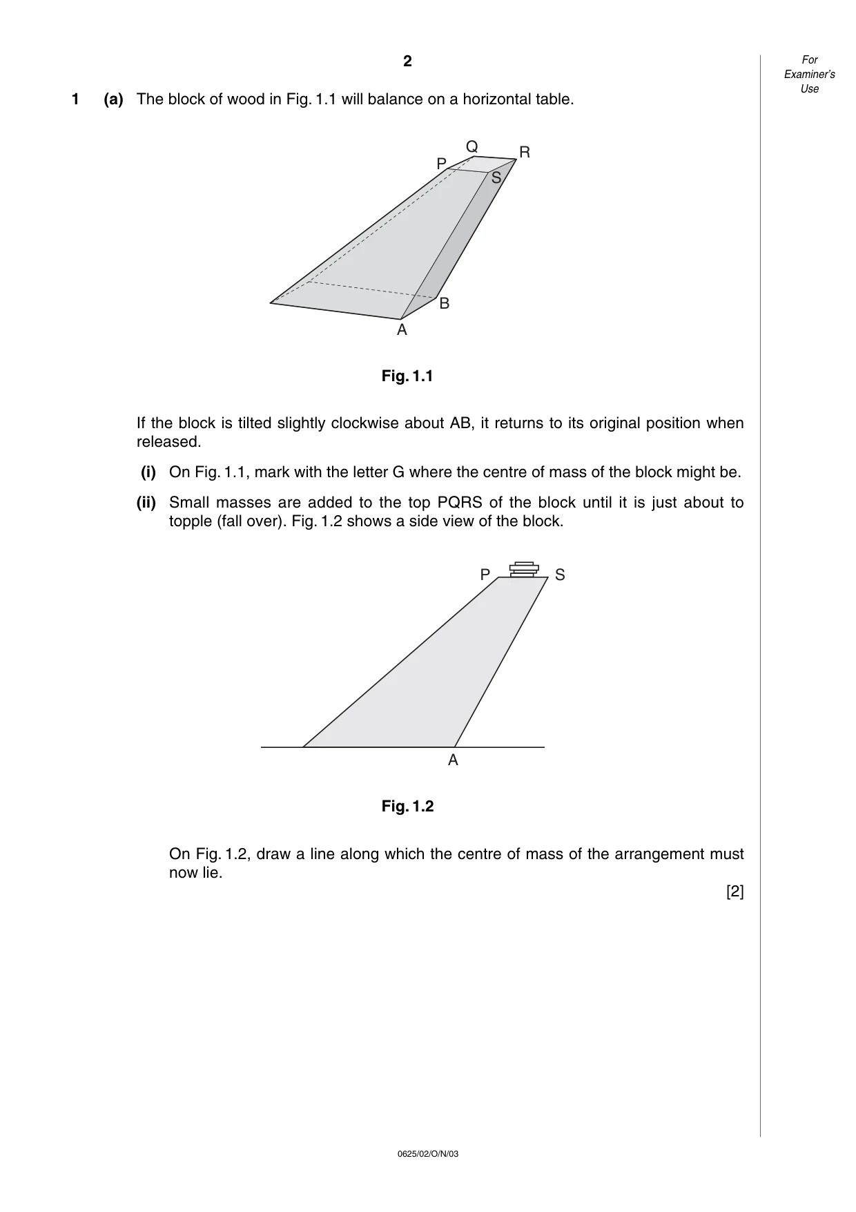 Cambridge IGCSE Physics 0625 2003 Oct/Nov Paper 2 · Variant 1 question paper, page 2 of 16