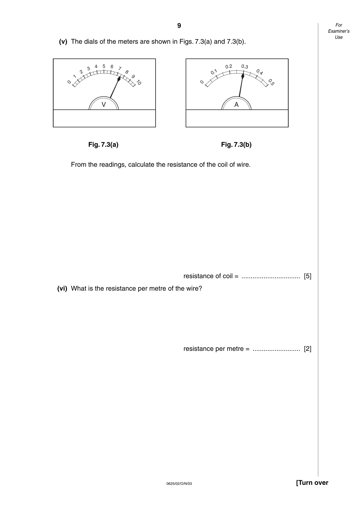 Cambridge IGCSE Physics 0625 2003 Oct/Nov Paper 2 · Variant 1 question paper, page 9 of 16