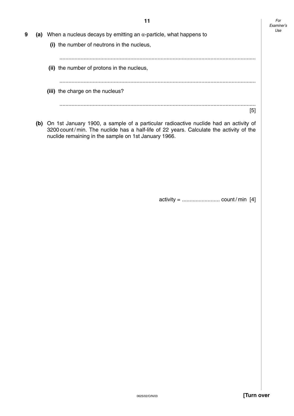 Cambridge IGCSE Physics 0625 2003 Oct/Nov Paper 2 · Variant 1 question paper, page 11 of 16