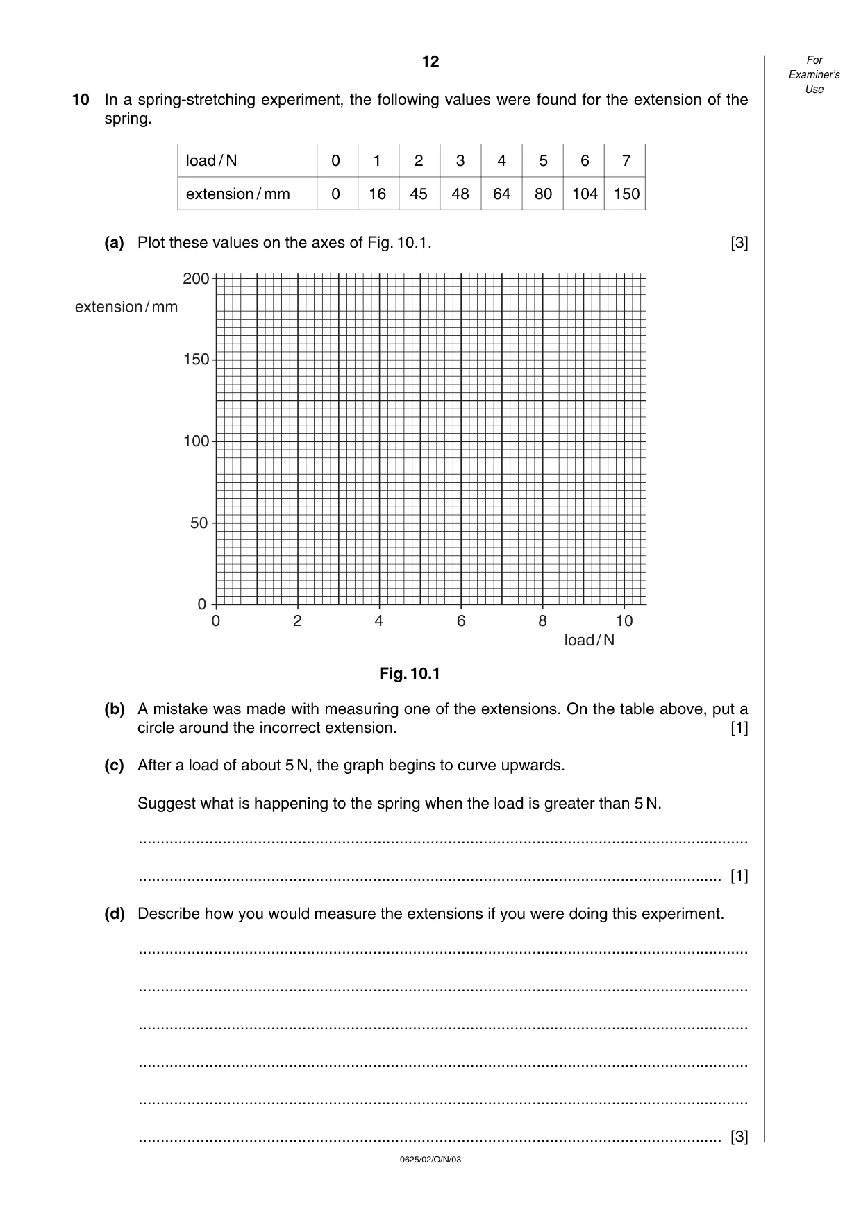Cambridge IGCSE Physics 0625 2003 Oct/Nov Paper 2 · Variant 1 question paper, page 12 of 16