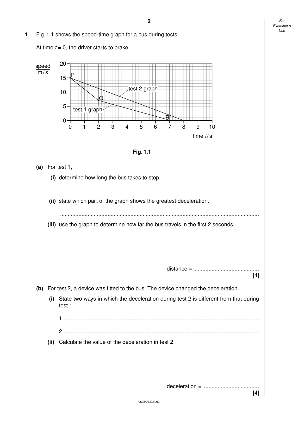 Cambridge IGCSE Physics 0625 2003 Oct/Nov Paper 3 · Variant 1 question paper, page 2 of 16