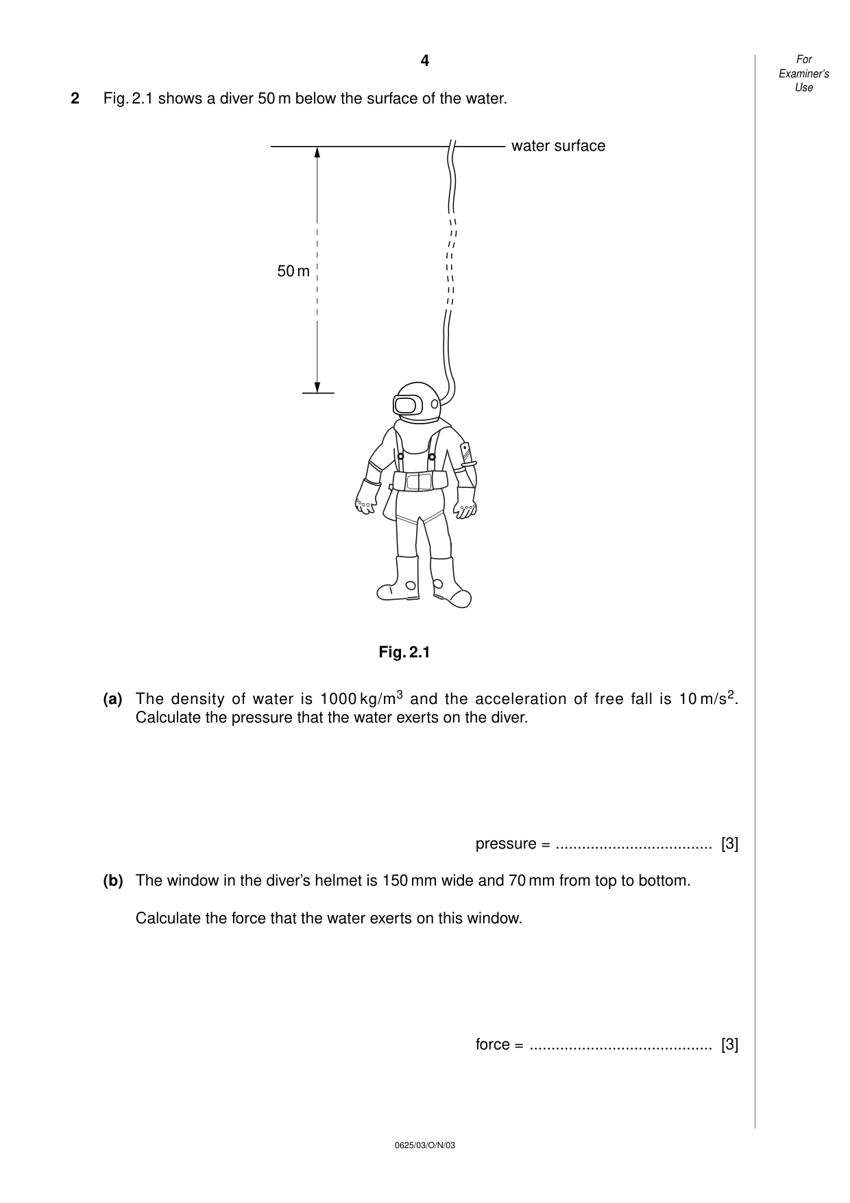 Cambridge IGCSE Physics 0625 2003 Oct/Nov Paper 3 · Variant 1 question paper, page 4 of 16