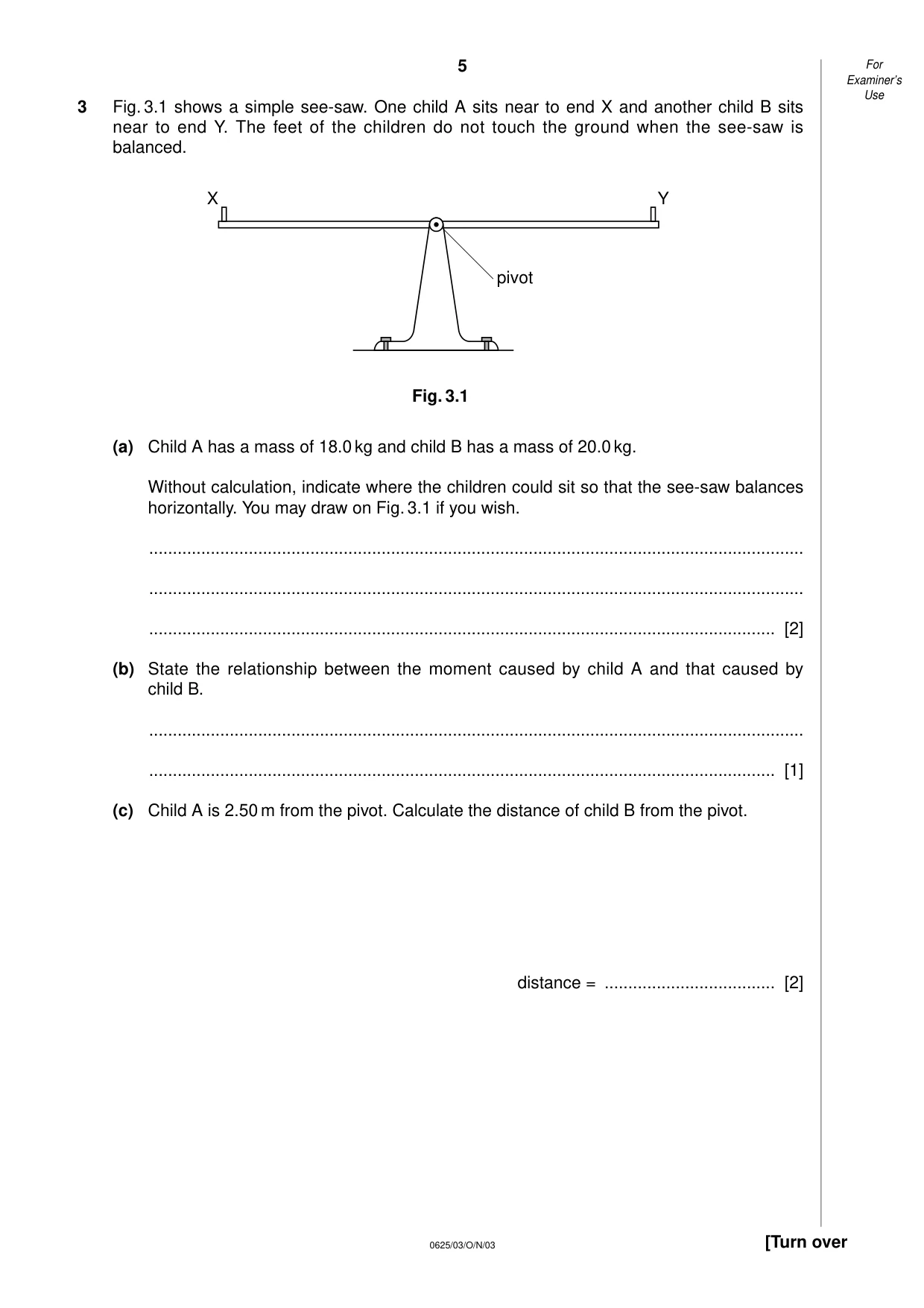 Cambridge IGCSE Physics 0625 2003 Oct/Nov Paper 3 · Variant 1 question paper, page 5 of 16