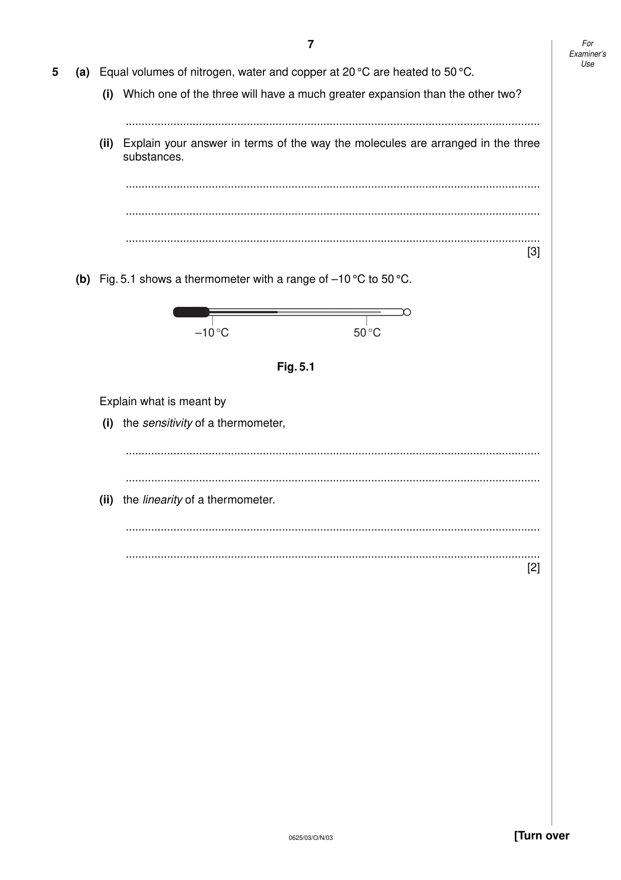 Cambridge IGCSE Physics 0625 2003 Oct/Nov Paper 3 · Variant 1 question paper, page 7 of 16
