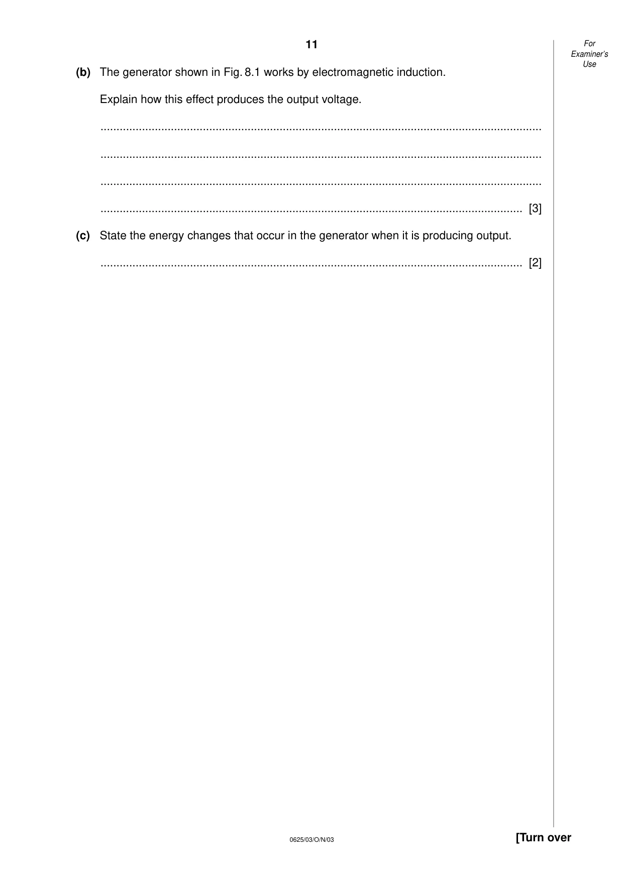 Cambridge IGCSE Physics 0625 2003 Oct/Nov Paper 3 · Variant 1 question paper, page 11 of 16