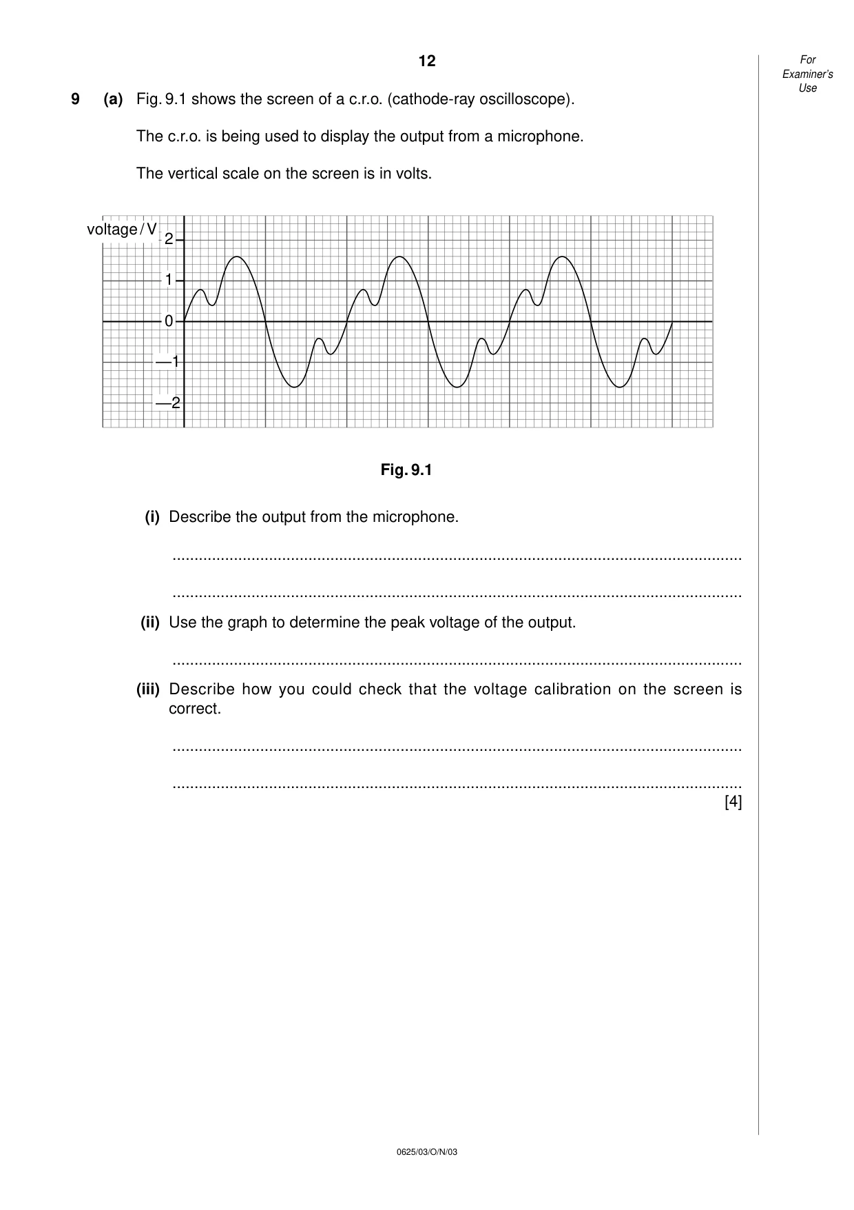 Cambridge IGCSE Physics 0625 2003 Oct/Nov Paper 3 · Variant 1 question paper, page 12 of 16