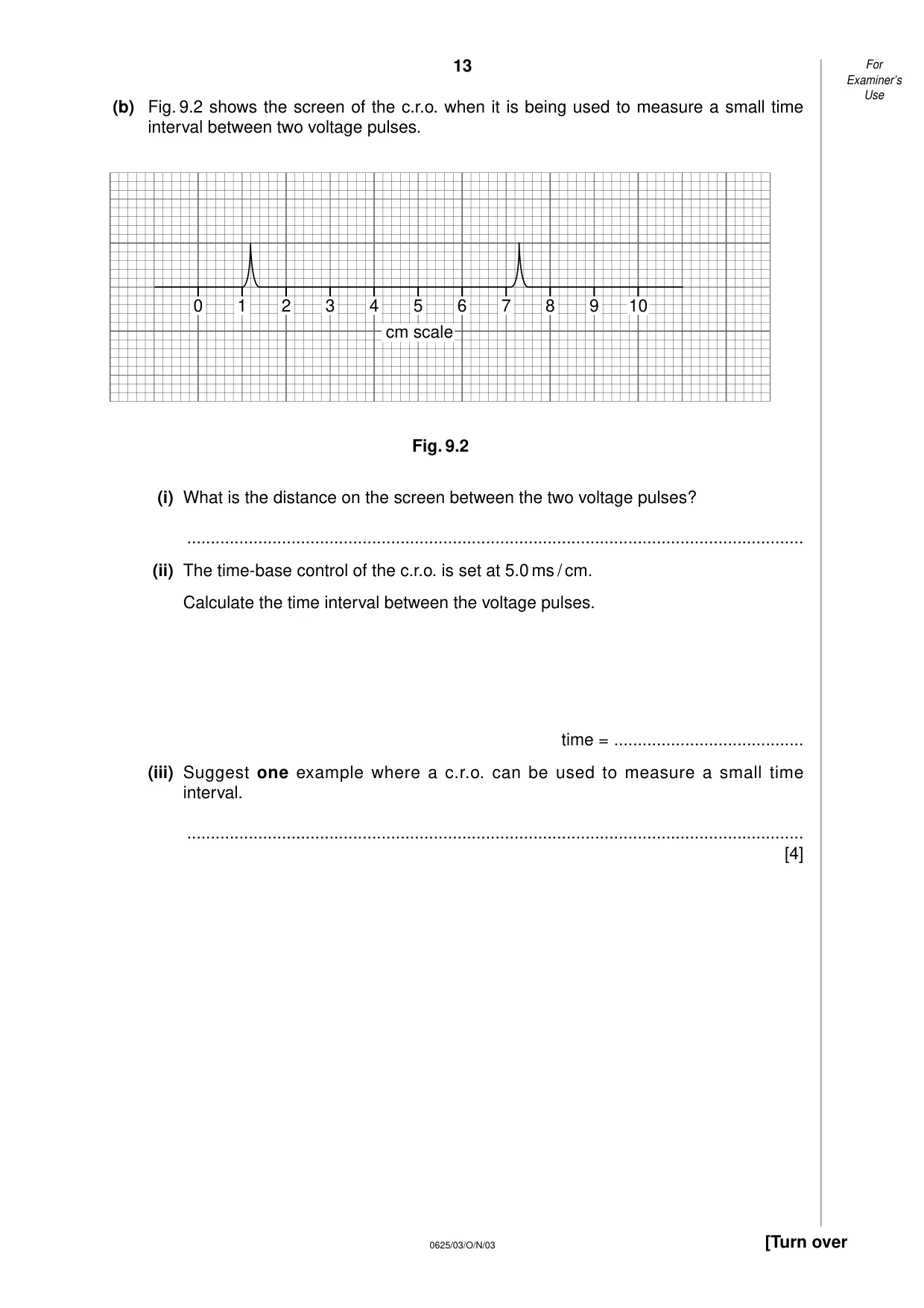 Cambridge IGCSE Physics 0625 2003 Oct/Nov Paper 3 · Variant 1 question paper, page 13 of 16