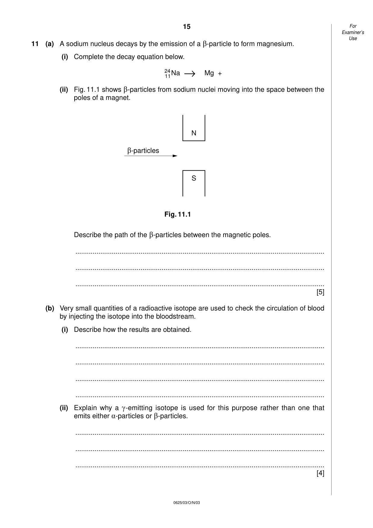 Cambridge IGCSE Physics 0625 2003 Oct/Nov Paper 3 · Variant 1 question paper, page 15 of 16