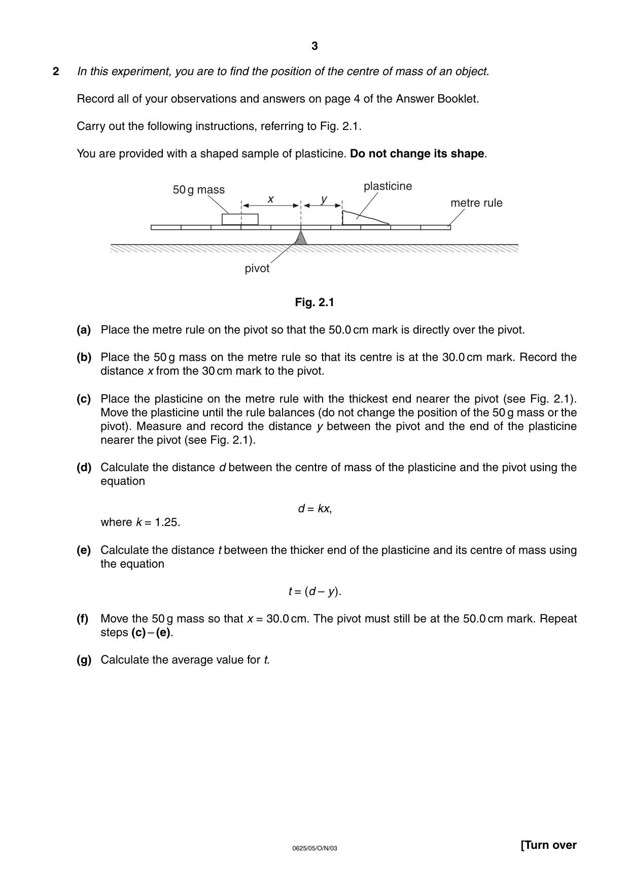 Cambridge IGCSE Physics 0625 2003 Oct/Nov Paper 5 · Variant 1 question paper, page 3 of 8