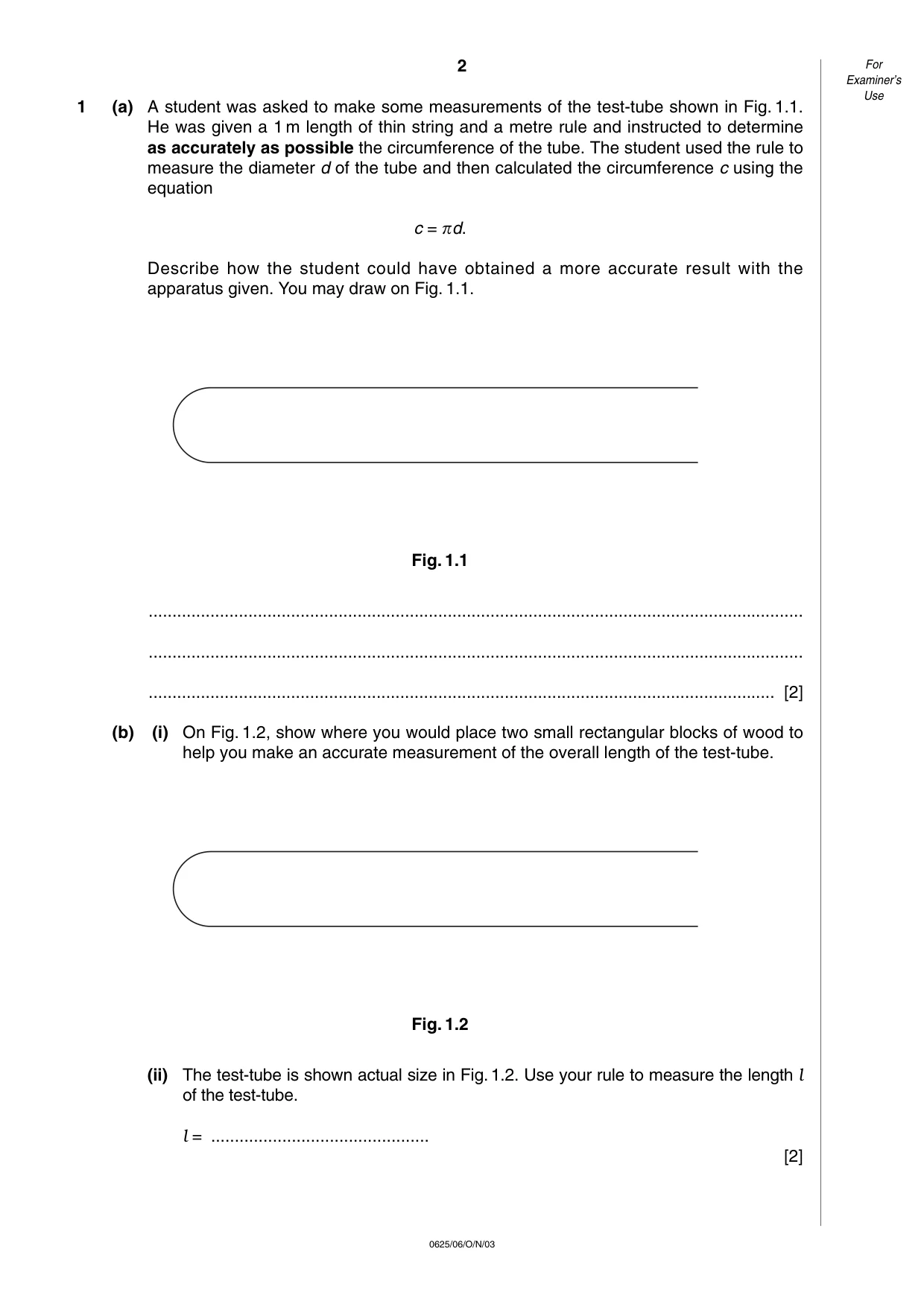 Cambridge IGCSE Physics 0625 2003 Oct/Nov Paper 6 · Variant 1 question paper, page 2 of 12