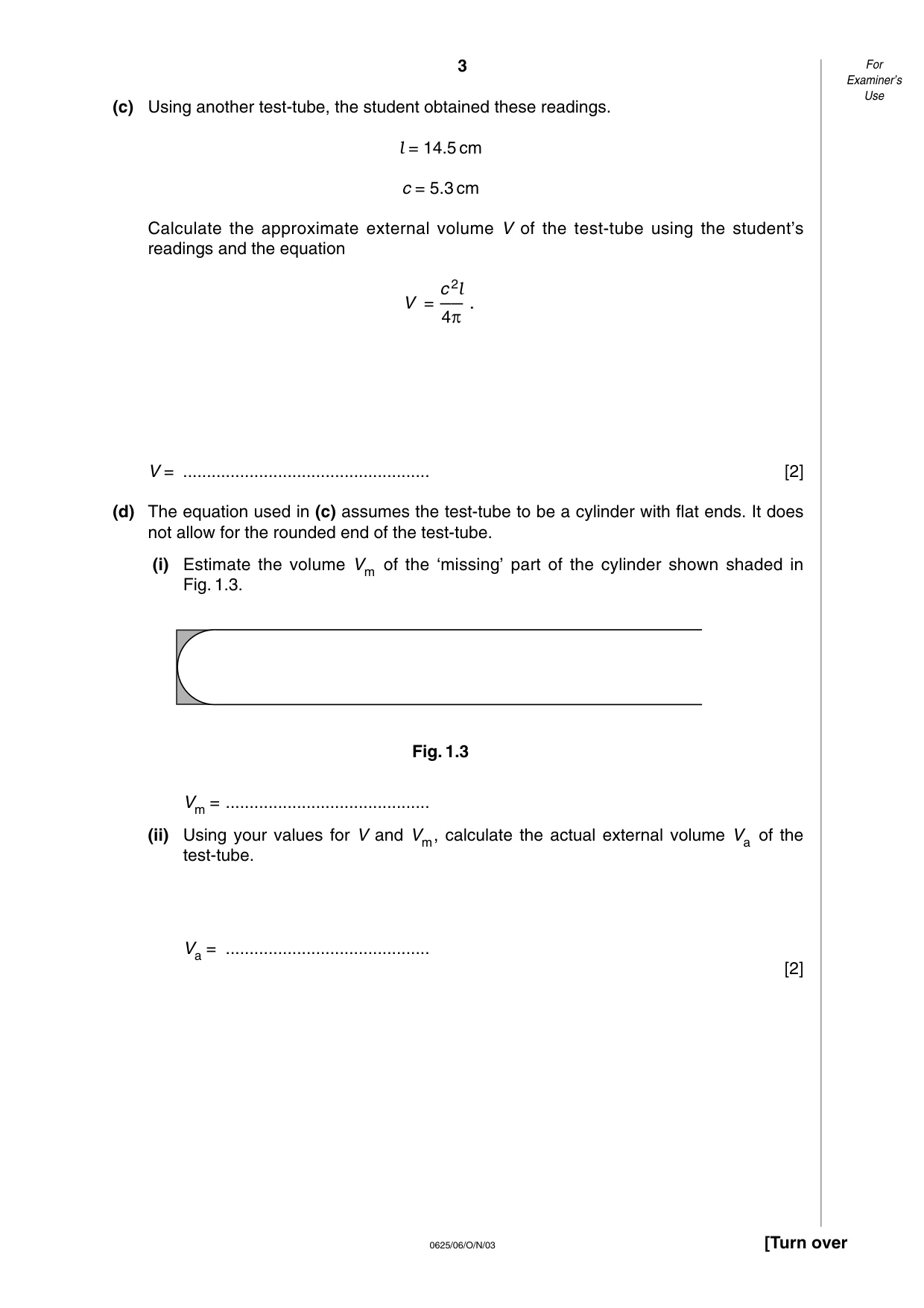 Cambridge IGCSE Physics 0625 2003 Oct/Nov Paper 6 · Variant 1 question paper, page 3 of 12