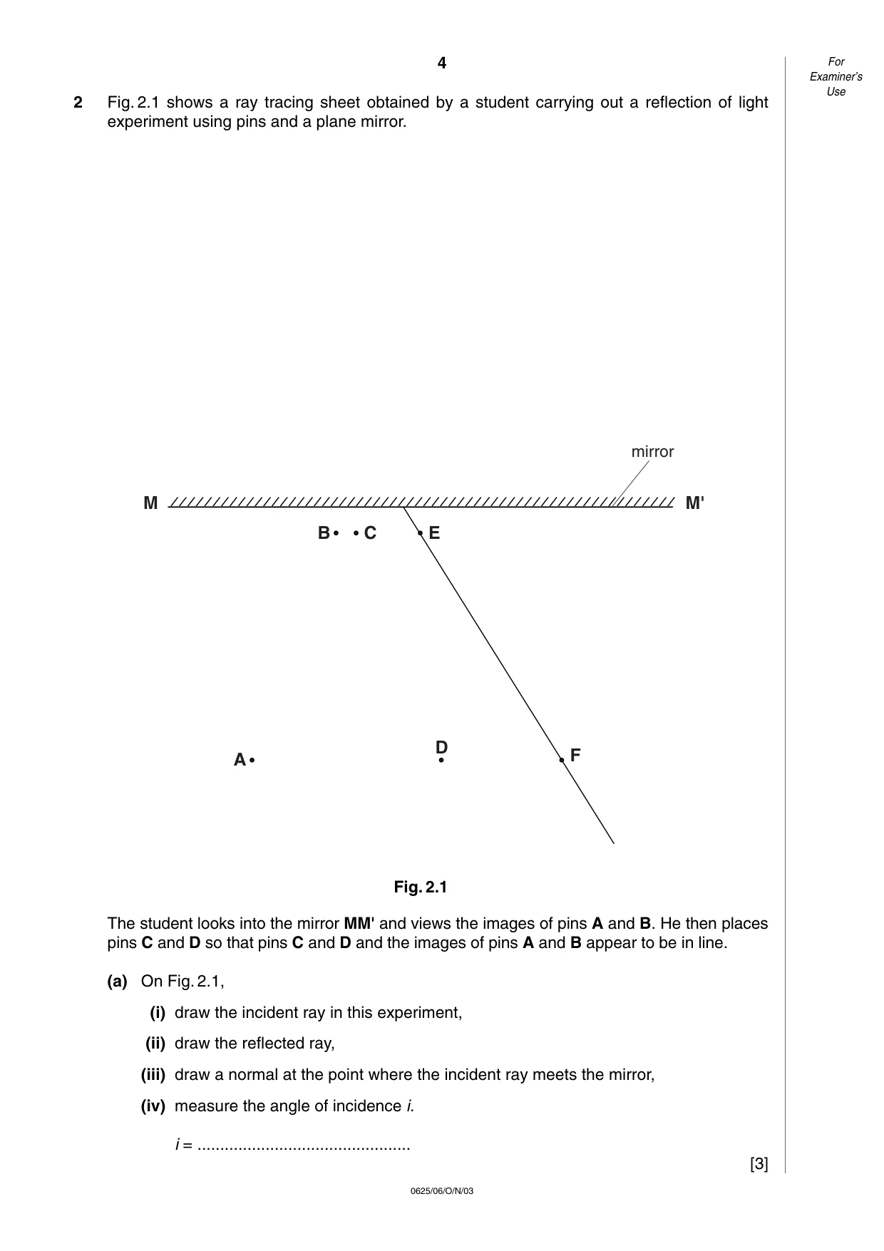 Cambridge IGCSE Physics 0625 2003 Oct/Nov Paper 6 · Variant 1 question paper, page 4 of 12