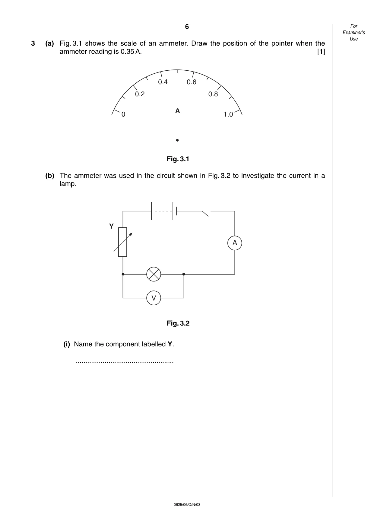 Cambridge IGCSE Physics 0625 2003 Oct/Nov Paper 6 · Variant 1 question paper, page 6 of 12