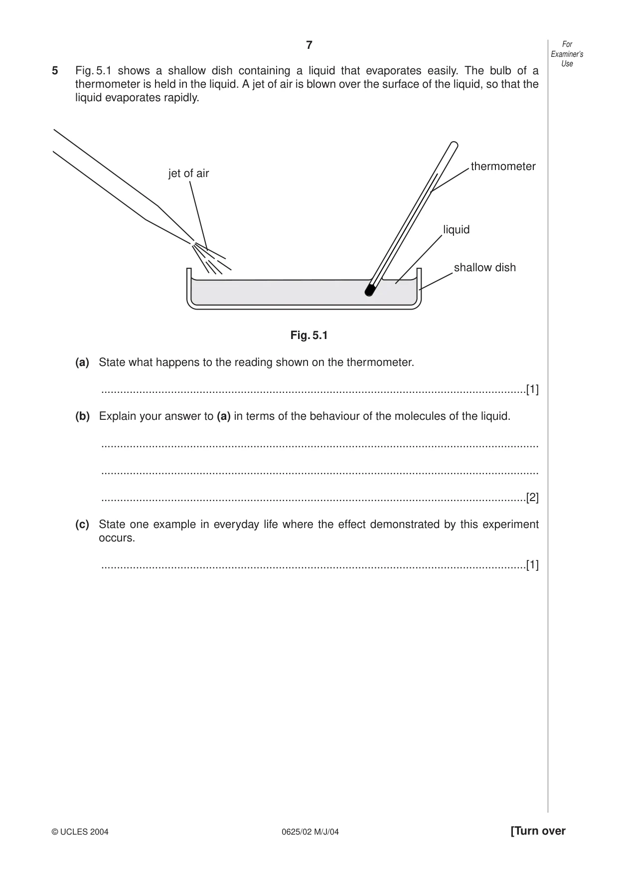 Cambridge IGCSE Physics 0625 2004 May/June Paper 2 · Variant 1 question paper, page 7 of 20