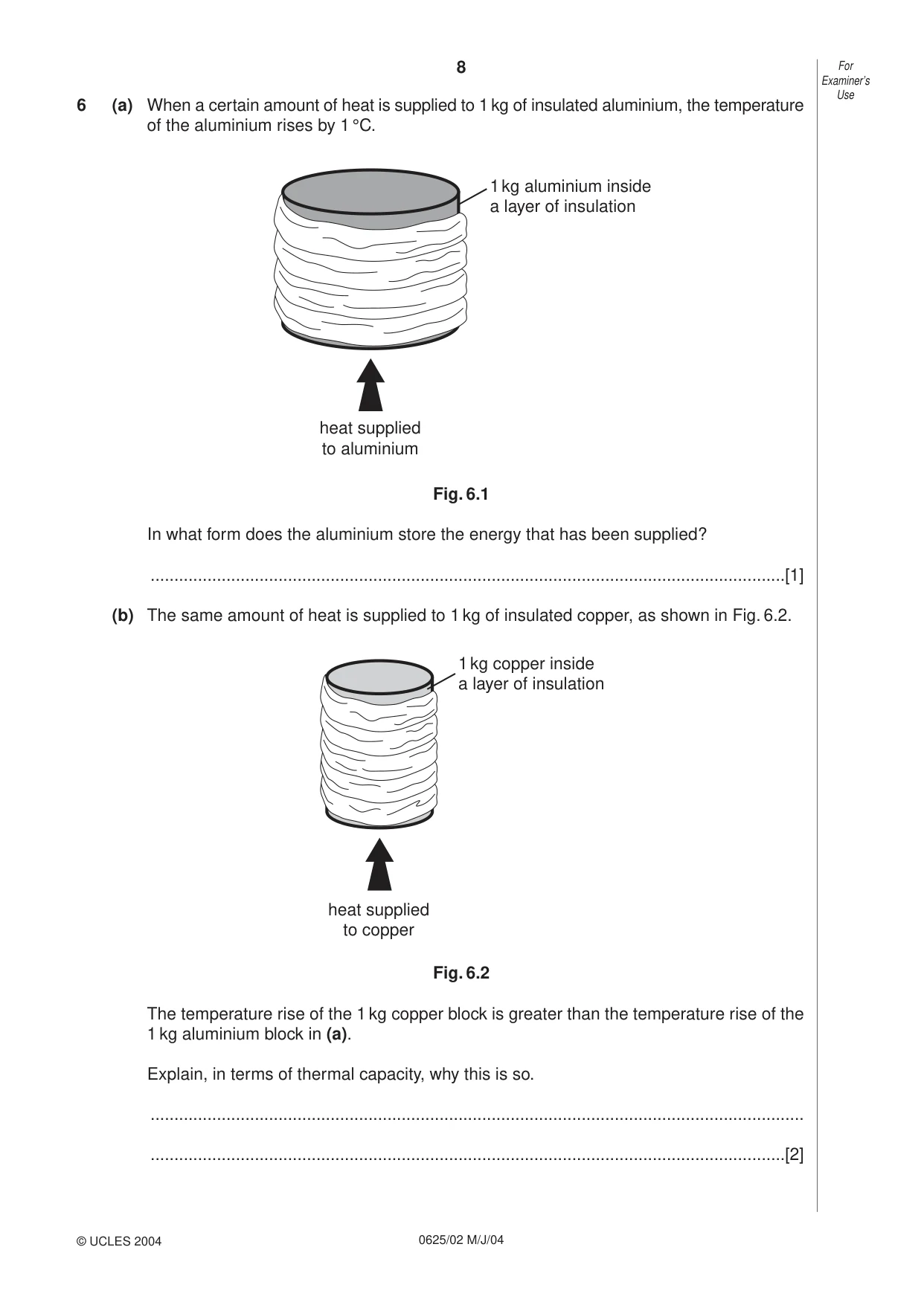Cambridge IGCSE Physics 0625 2004 May/June Paper 2 · Variant 1 question paper, page 8 of 20