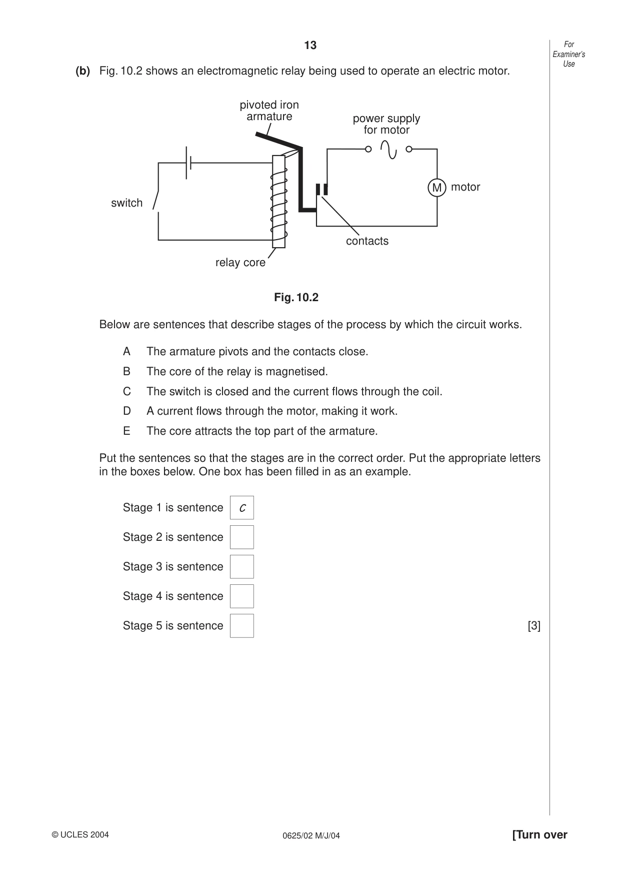 Cambridge IGCSE Physics 0625 2004 May/June Paper 2 · Variant 1 question paper, page 13 of 20