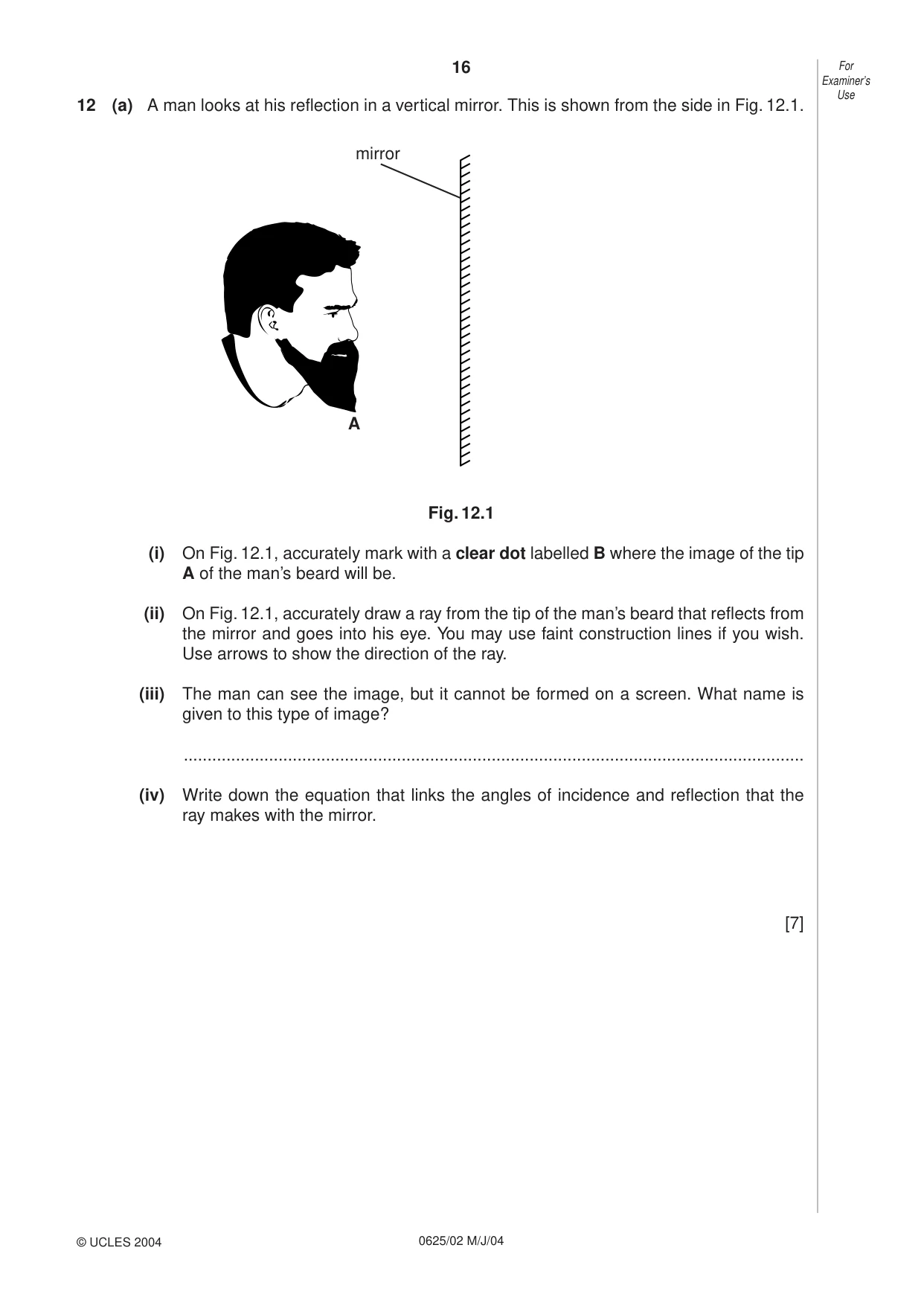 Cambridge IGCSE Physics 0625 2004 May/June Paper 2 · Variant 1 question paper, page 16 of 20