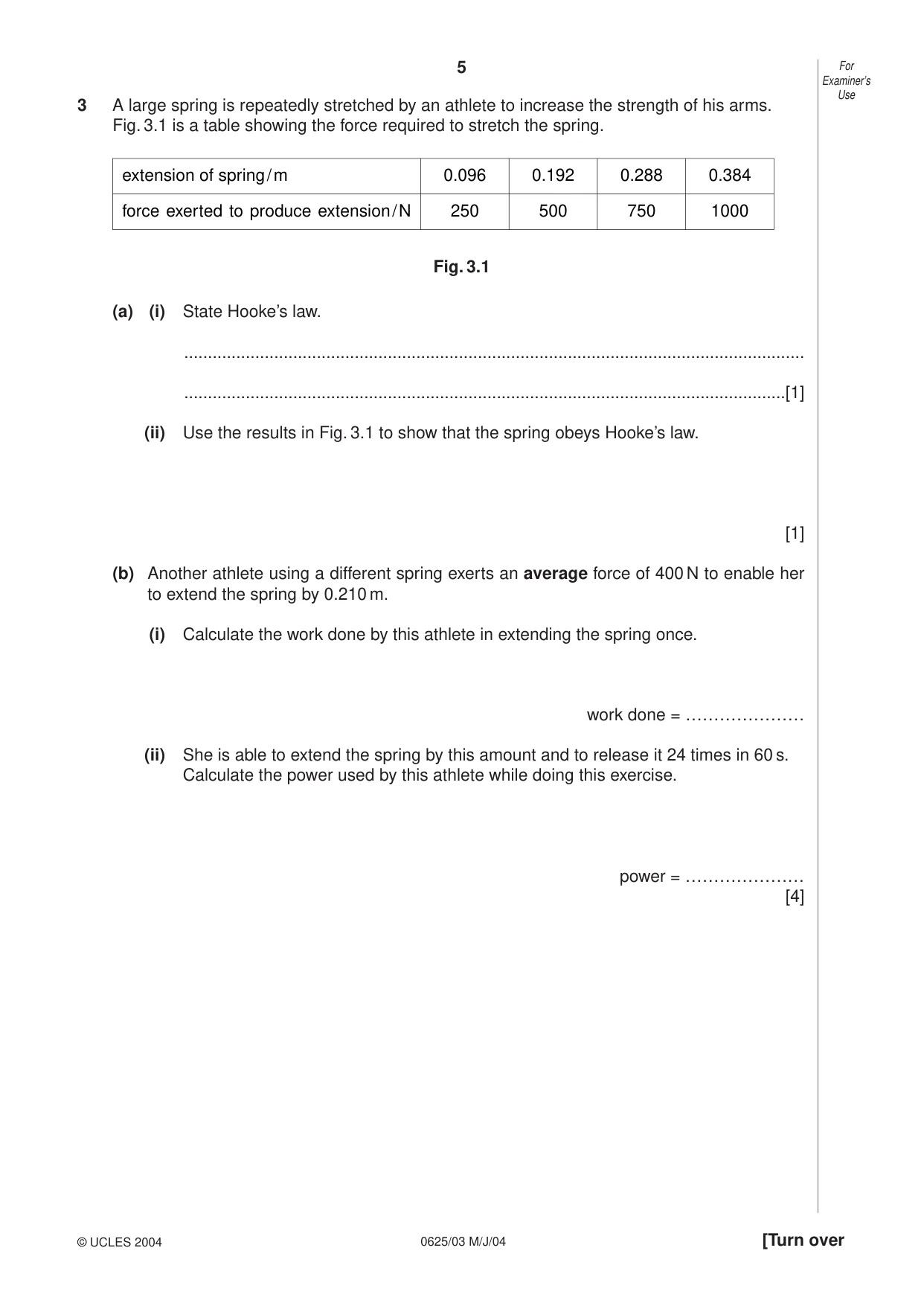 Cambridge IGCSE Physics 0625 2004 May/June Paper 3 · Variant 1 question paper, page 5 of 16