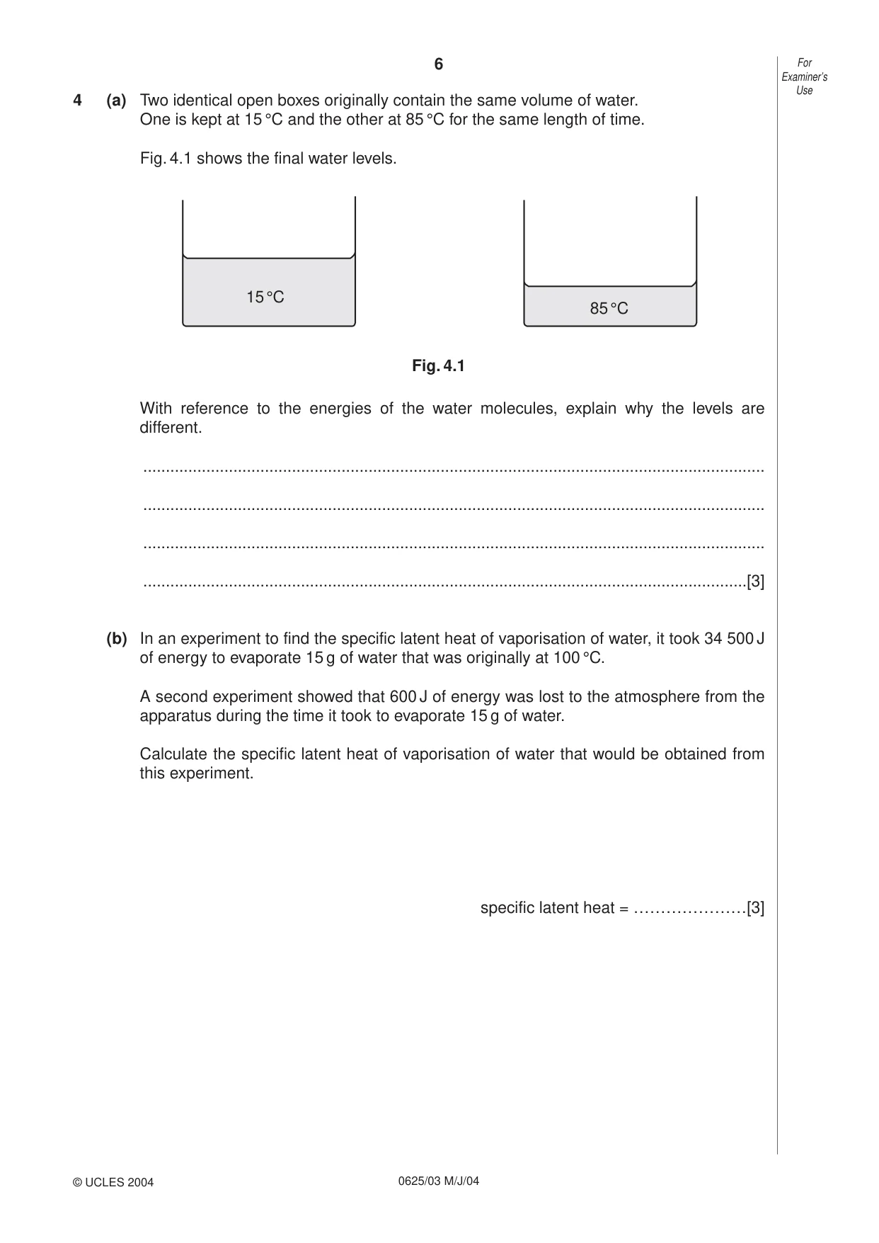 Cambridge IGCSE Physics 0625 2004 May/June Paper 3 · Variant 1 question paper, page 6 of 16