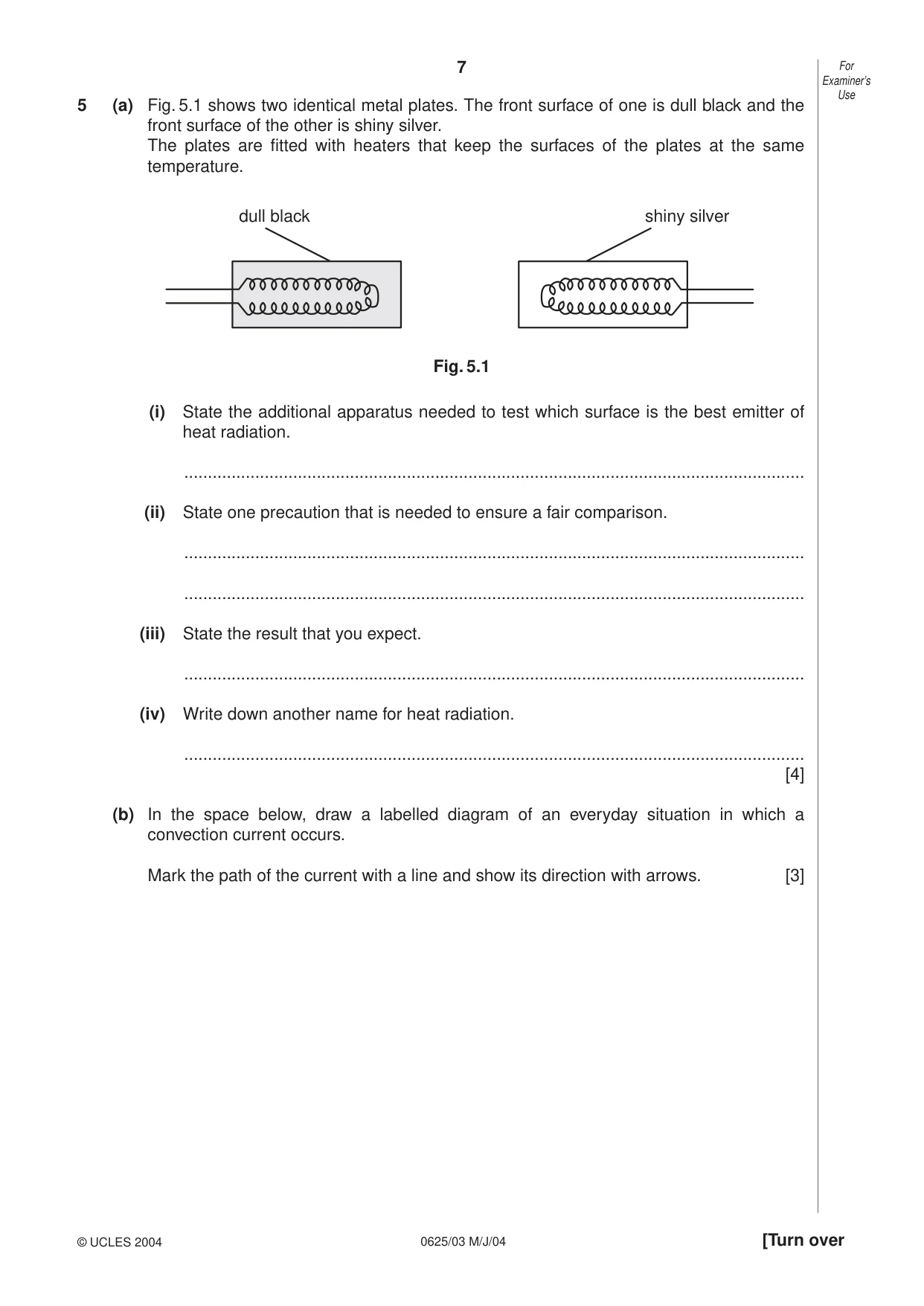 Cambridge IGCSE Physics 0625 2004 May/June Paper 3 · Variant 1 question paper, page 7 of 16