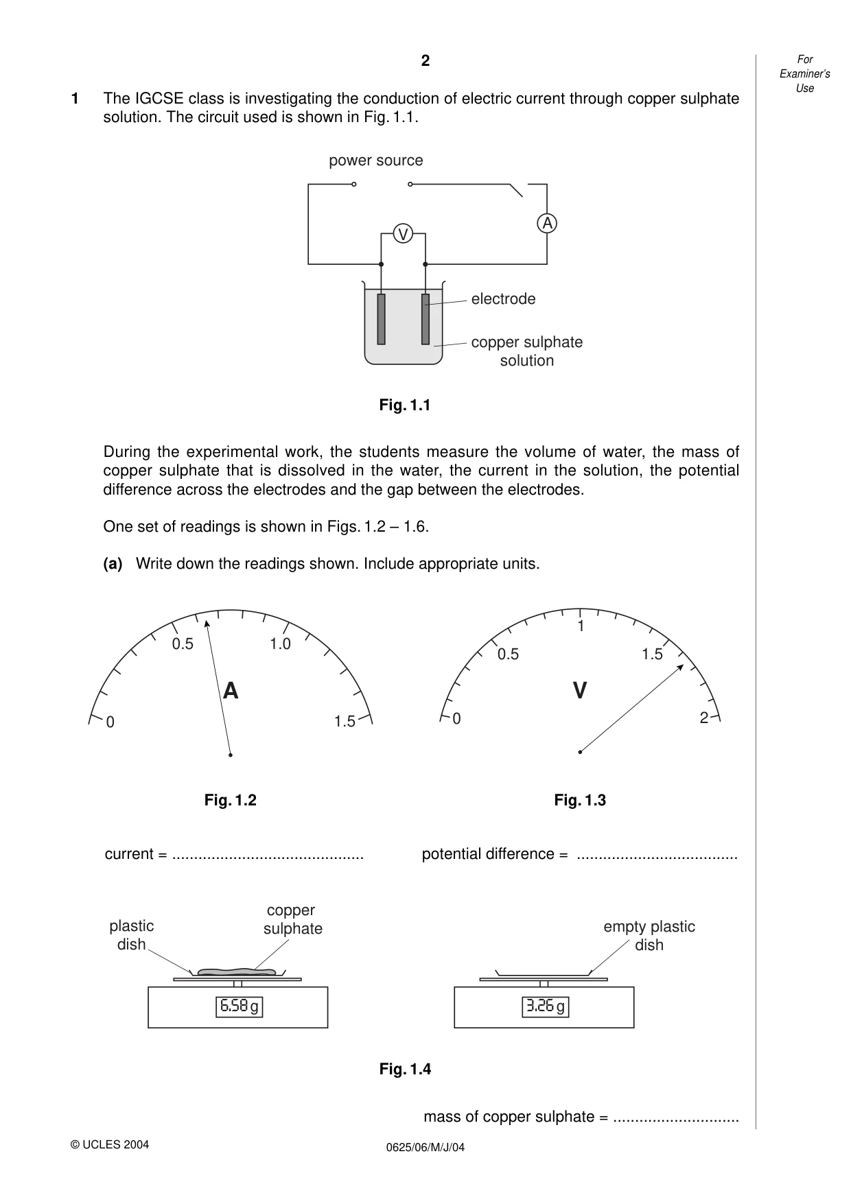 Cambridge IGCSE Physics 0625 2004 May/June Paper 6 · Variant 1 question paper, page 2 of 12