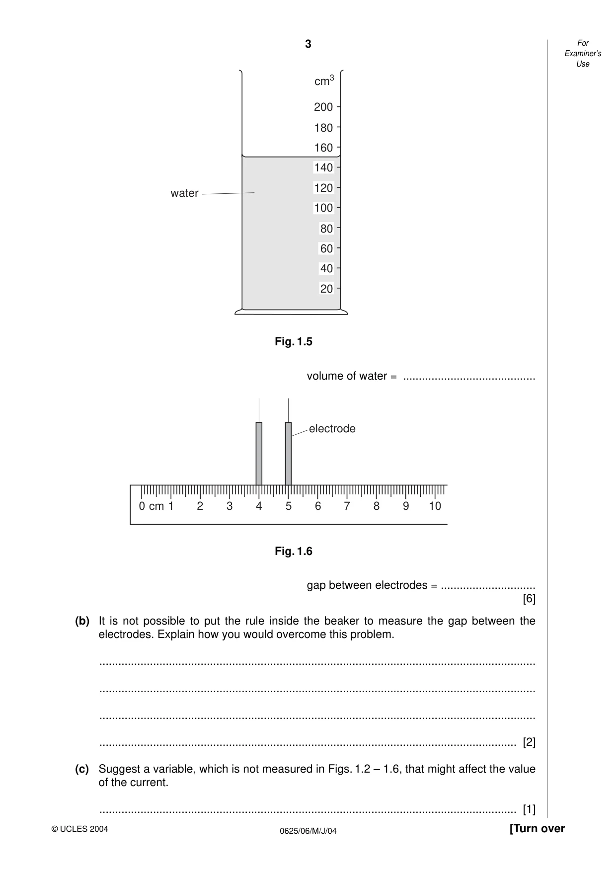 Cambridge IGCSE Physics 0625 2004 May/June Paper 6 · Variant 1 question paper, page 3 of 12