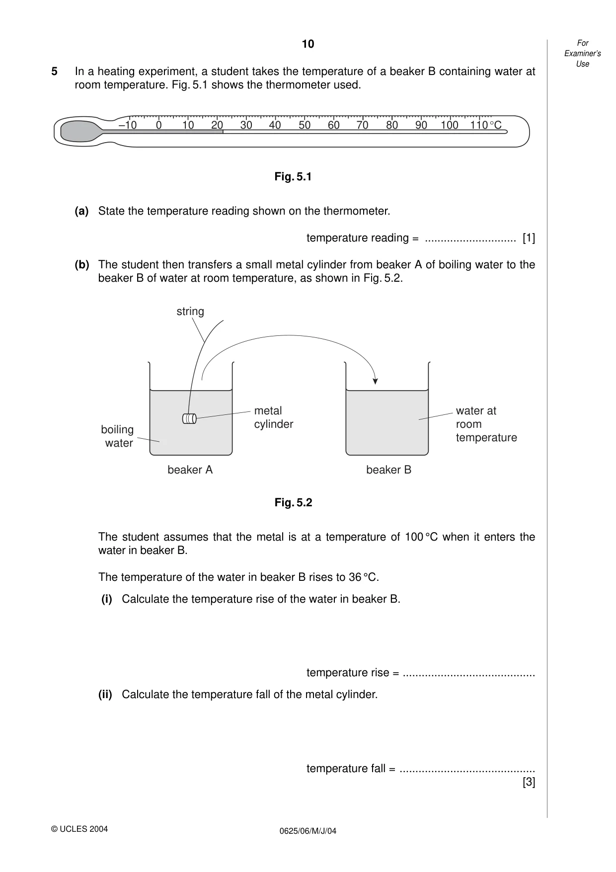 Cambridge IGCSE Physics 0625 2004 May/June Paper 6 · Variant 1 question paper, page 10 of 12