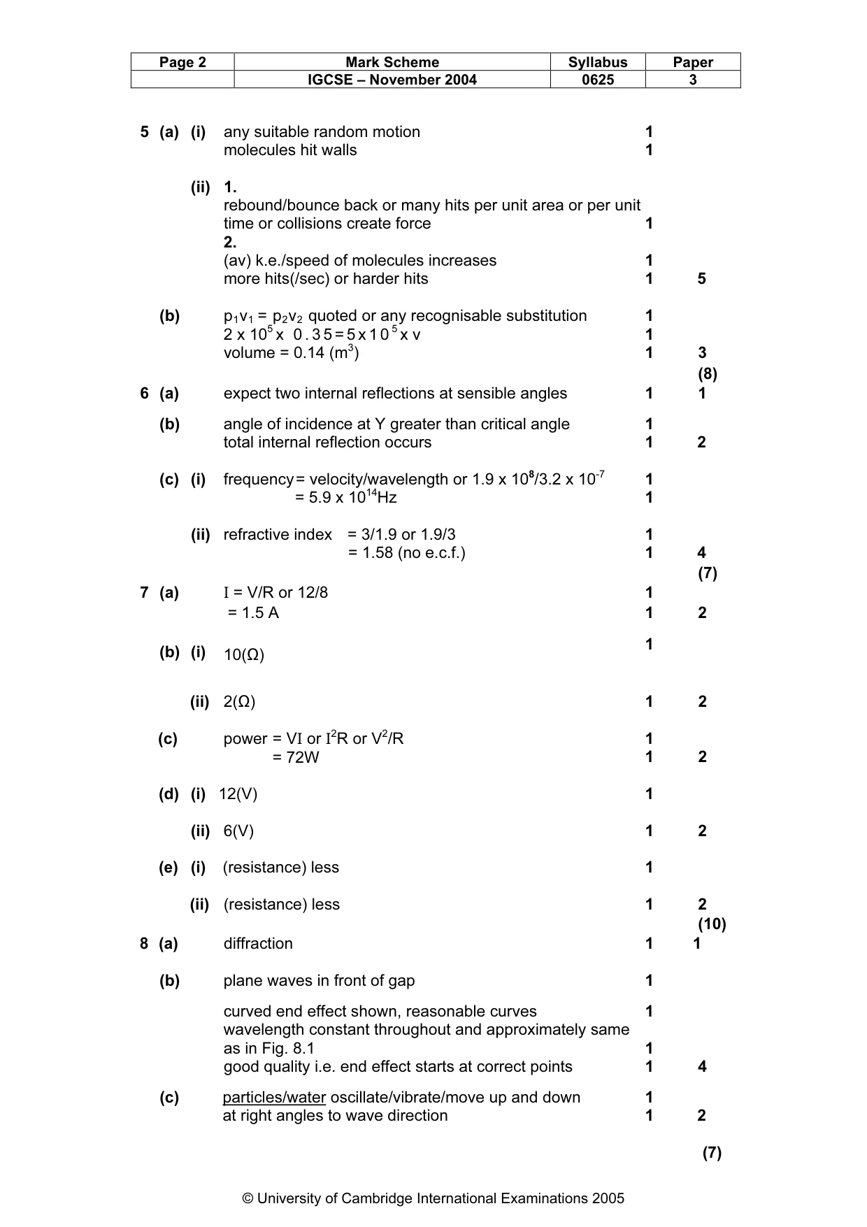 Mark scheme, page 5 of 6