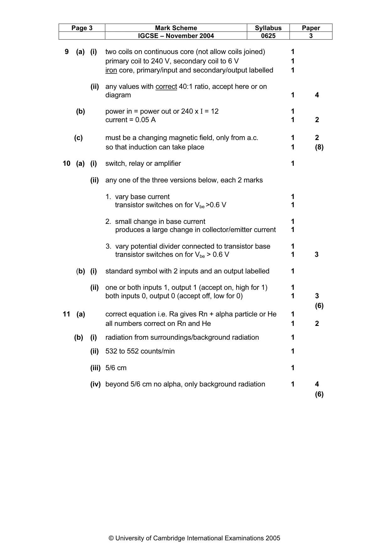 Mark scheme, page 6 of 6
