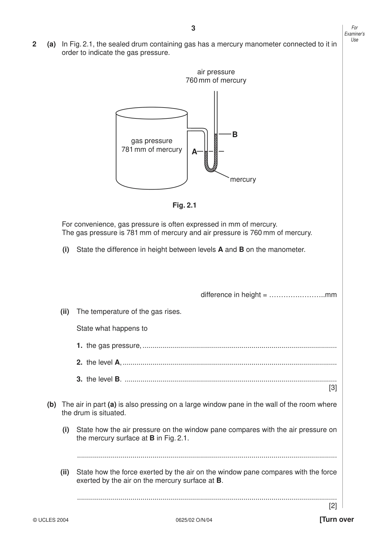 Cambridge IGCSE Physics 0625 2004 Oct/Nov Paper 2 · Variant 1 question paper, page 3 of 16