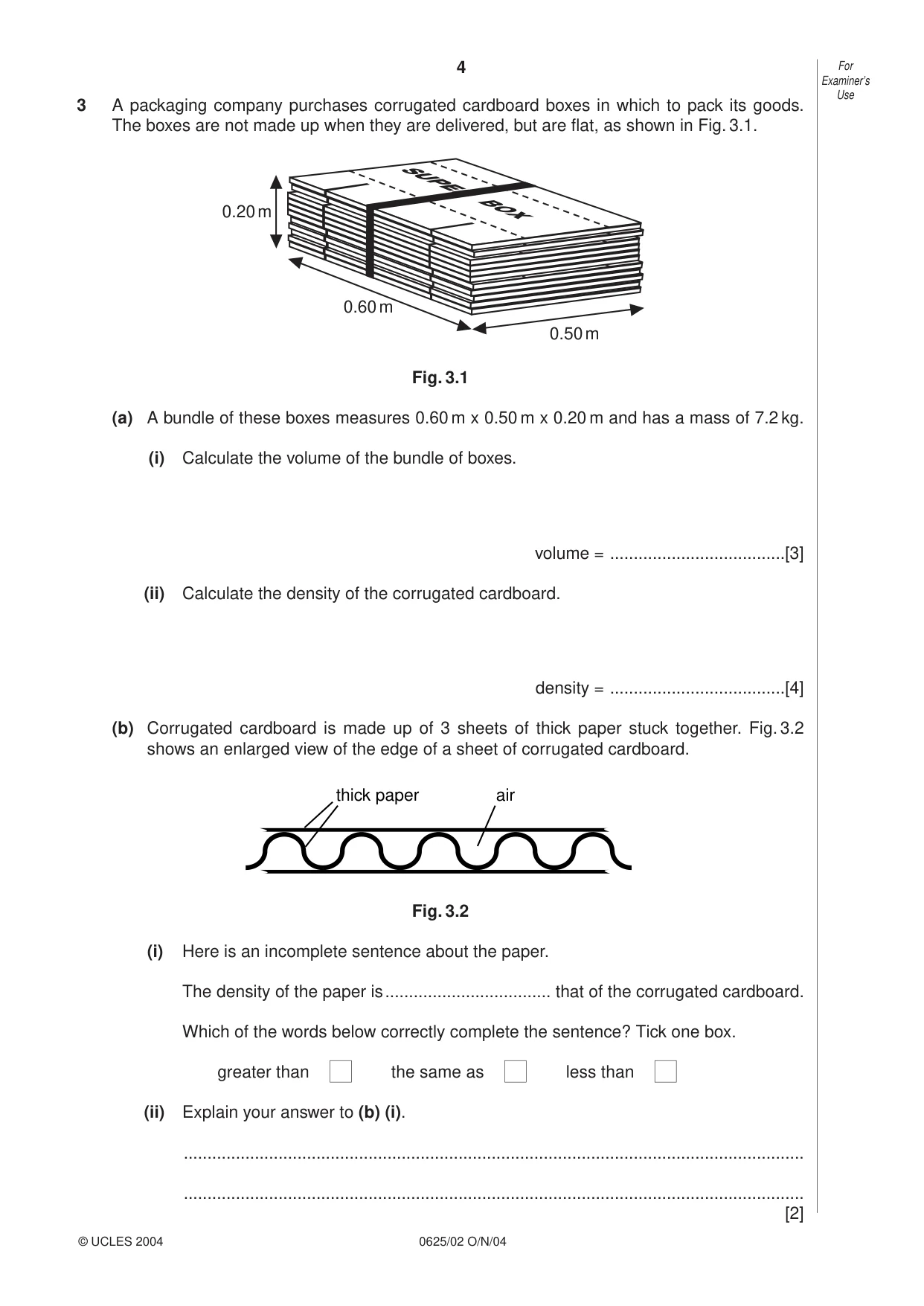 Cambridge IGCSE Physics 0625 2004 Oct/Nov Paper 2 · Variant 1 question paper, page 4 of 16