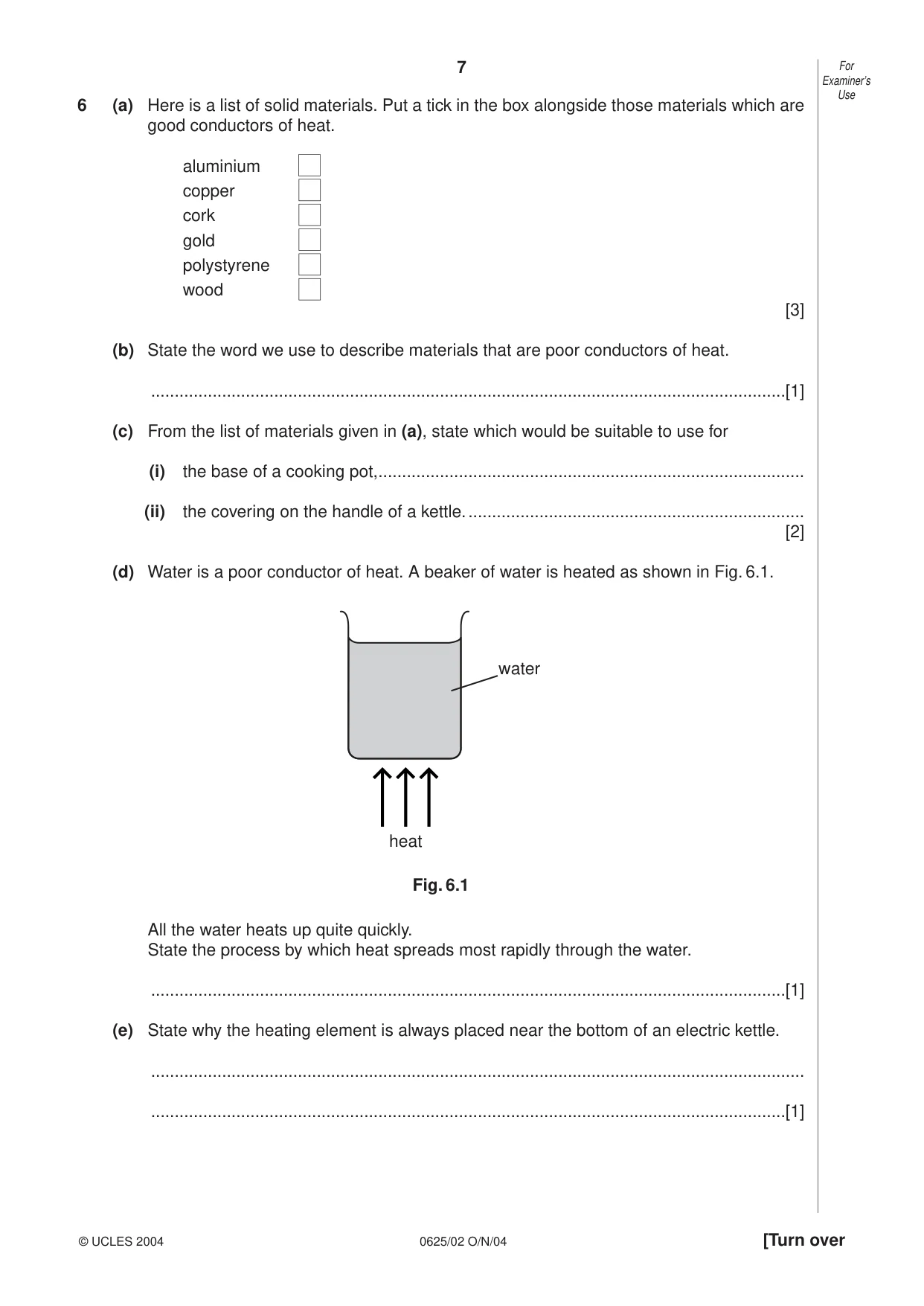Cambridge IGCSE Physics 0625 2004 Oct/Nov Paper 2 · Variant 1 question paper, page 7 of 16