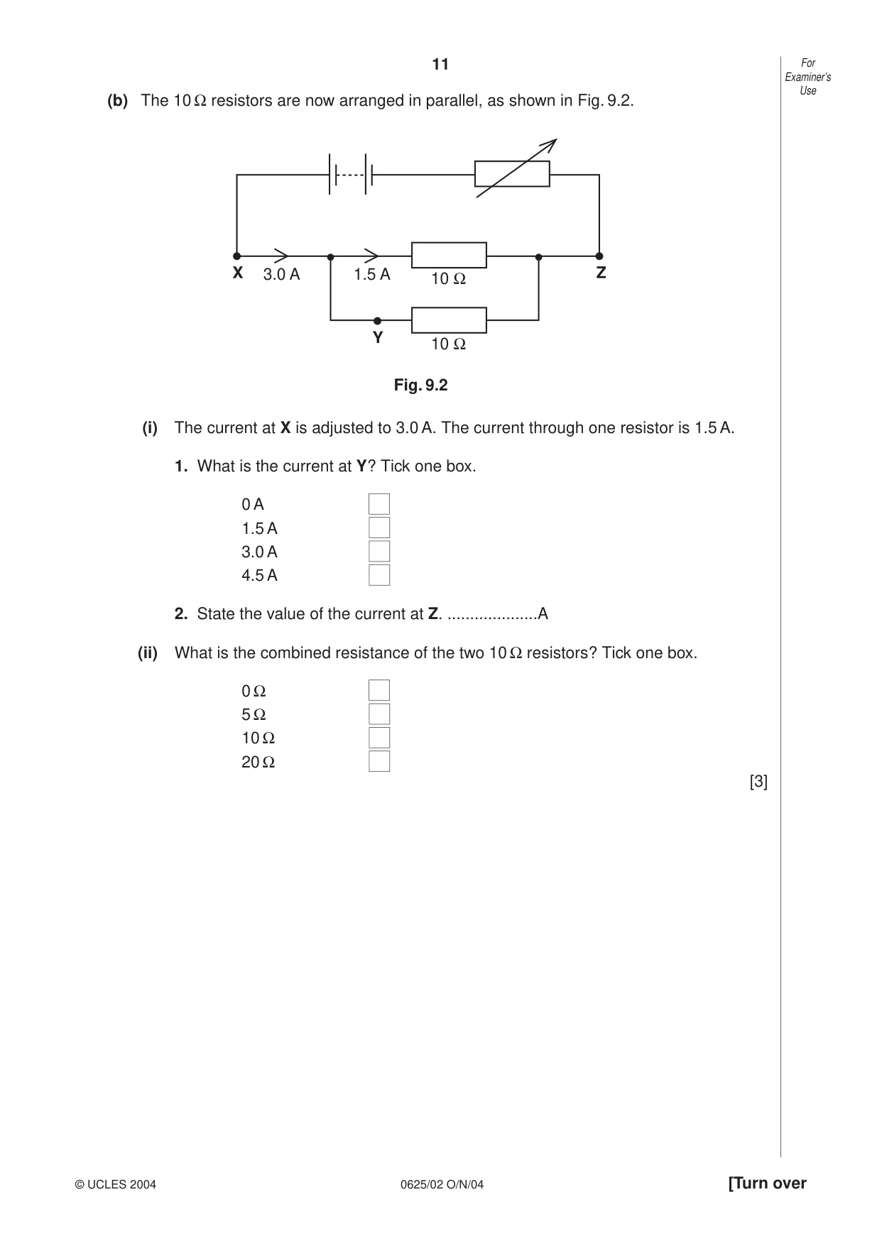 Cambridge IGCSE Physics 0625 2004 Oct/Nov Paper 2 · Variant 1 question paper, page 11 of 16